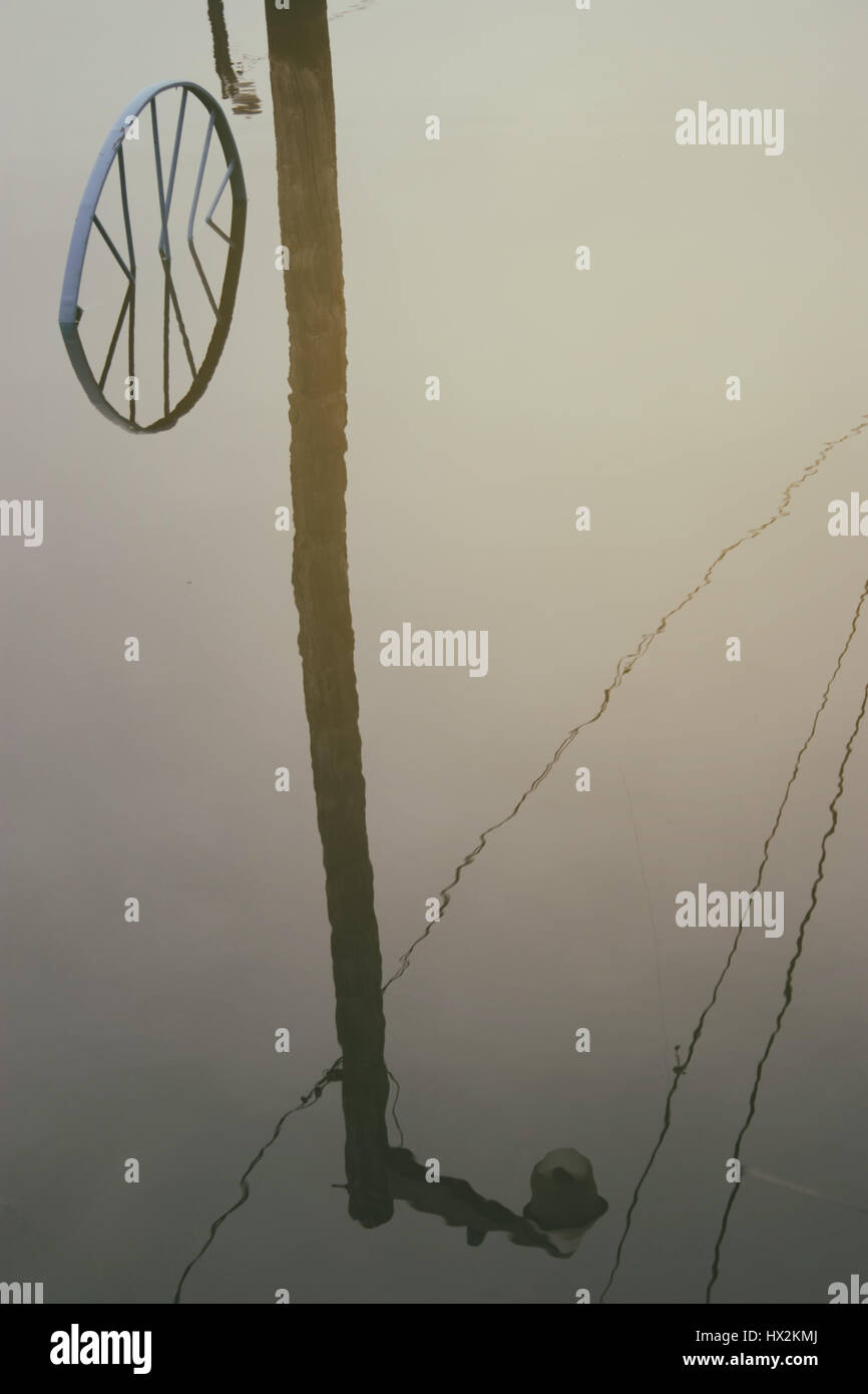 reflection of wires and telephone pole Stock Photo - Alamy