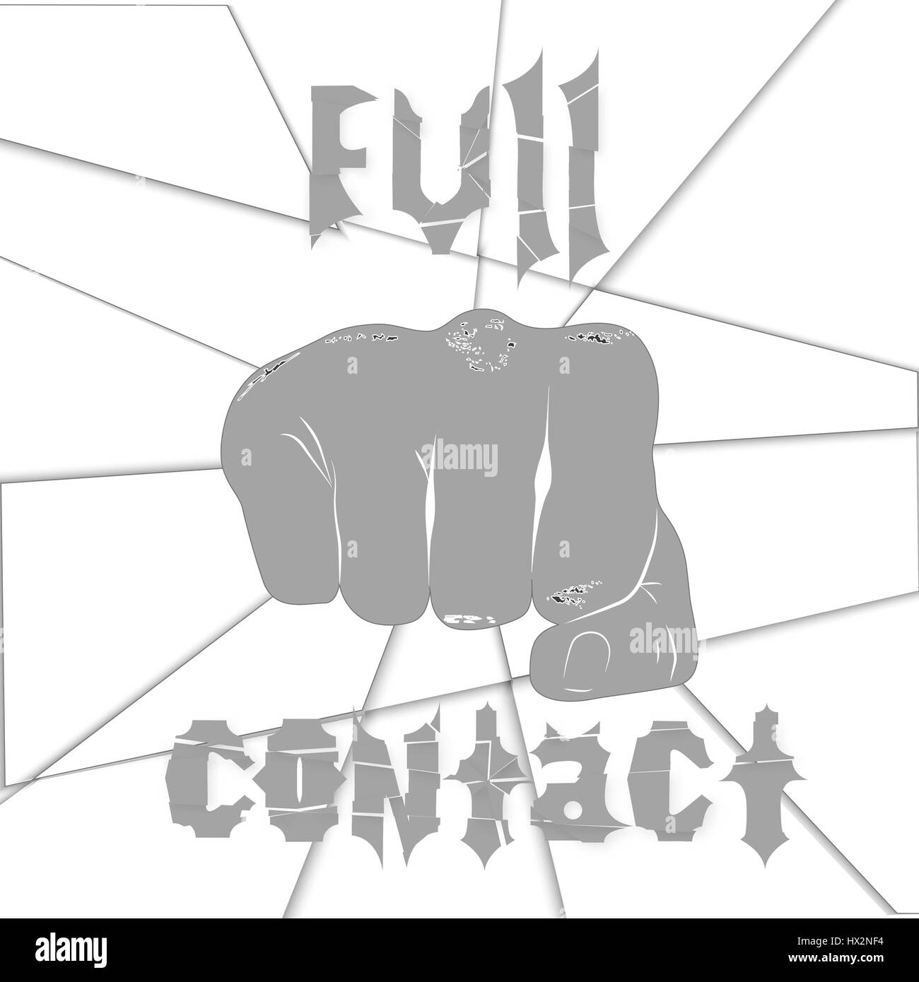 Abstract background image and combat fist inscription full contact Stock Vector