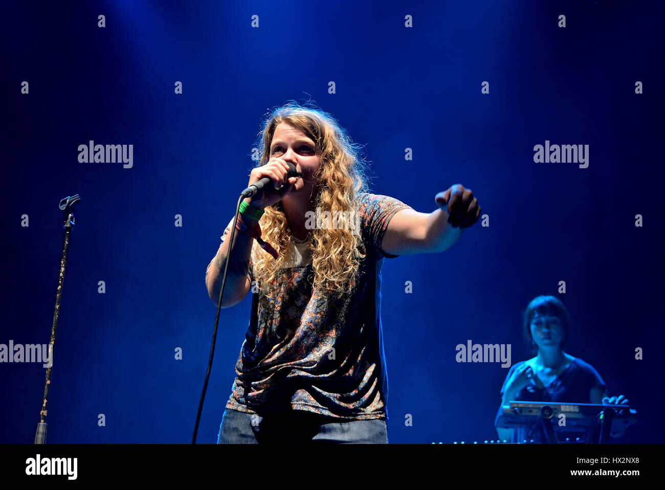 BARCELONA - JUN 19: Kate Tempest (poet, playwright, rapper and recording artist) performs at Sonar Festival on June 19, 2015 in Barcelona, Spain. Stock Photo