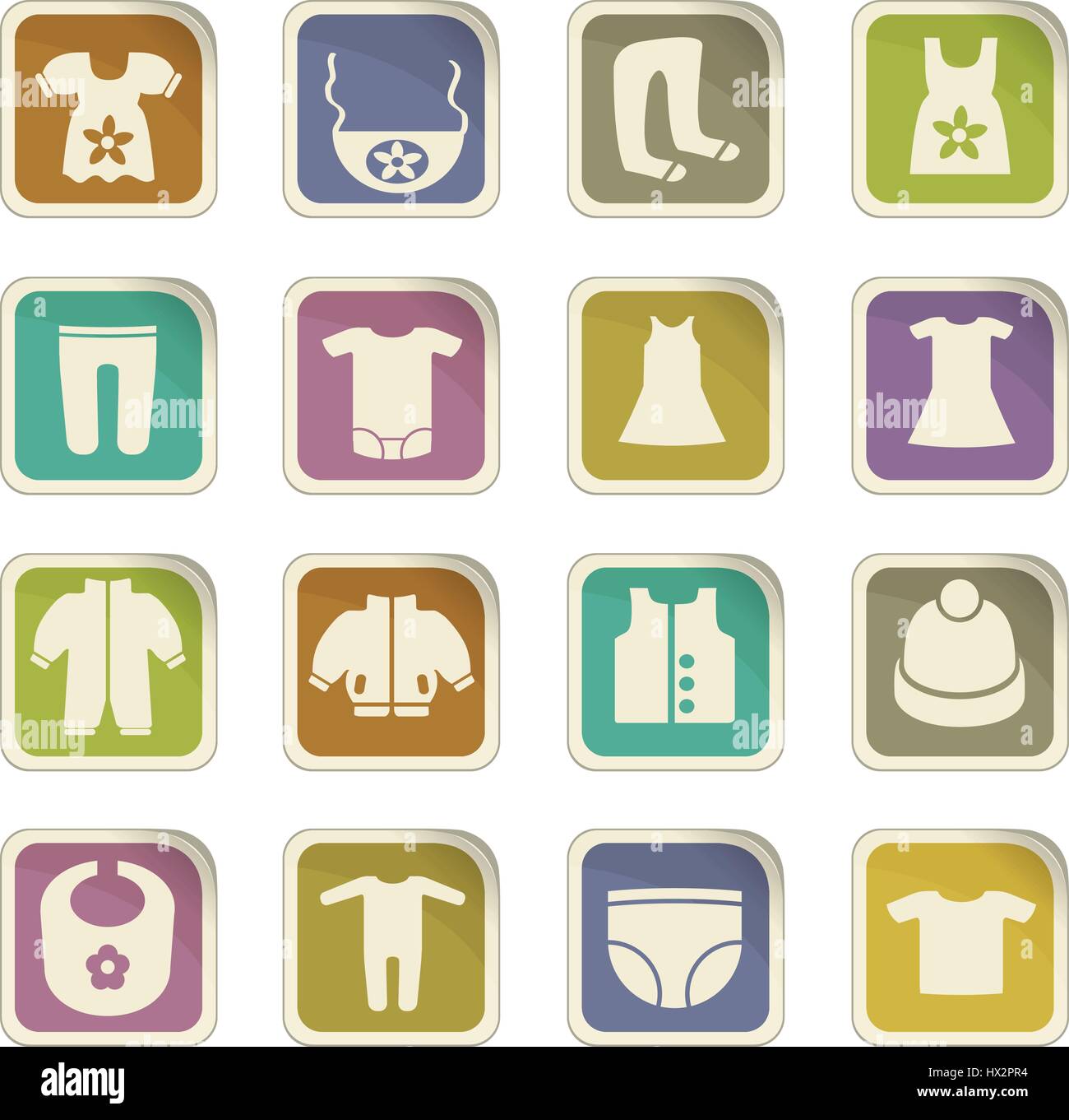 baby clothes vector icons for user interface design Stock Vector Image ...