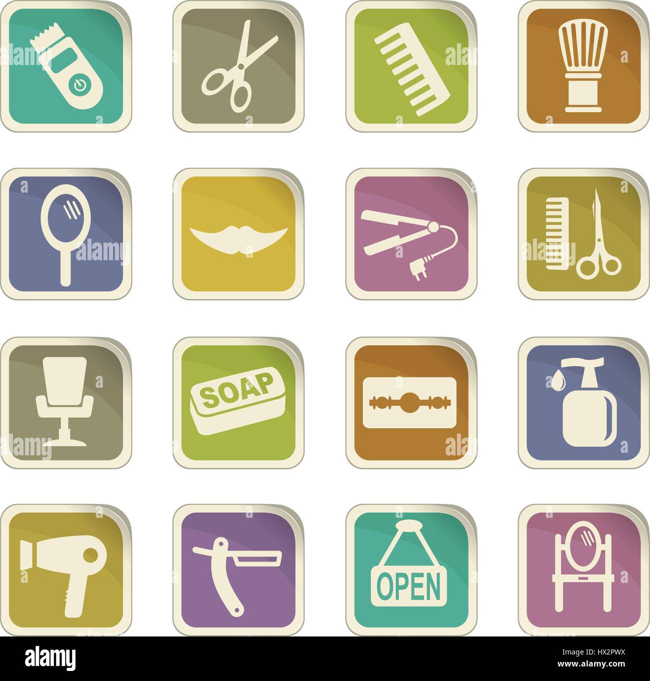 barbershop vector icons for user interface design Stock Vector Image ...
