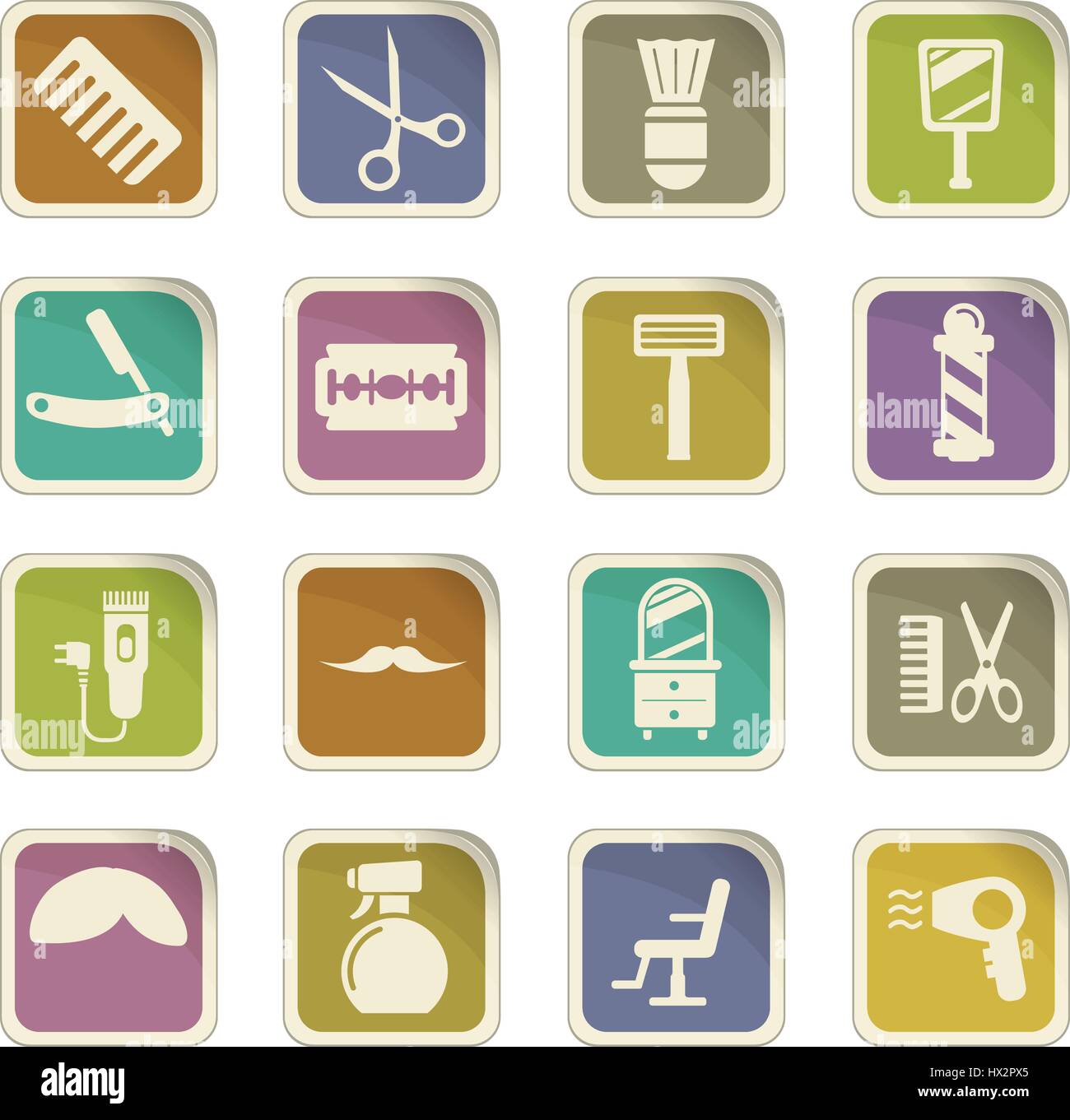 barbershop vector icons for user interface design Stock Vector Image ...