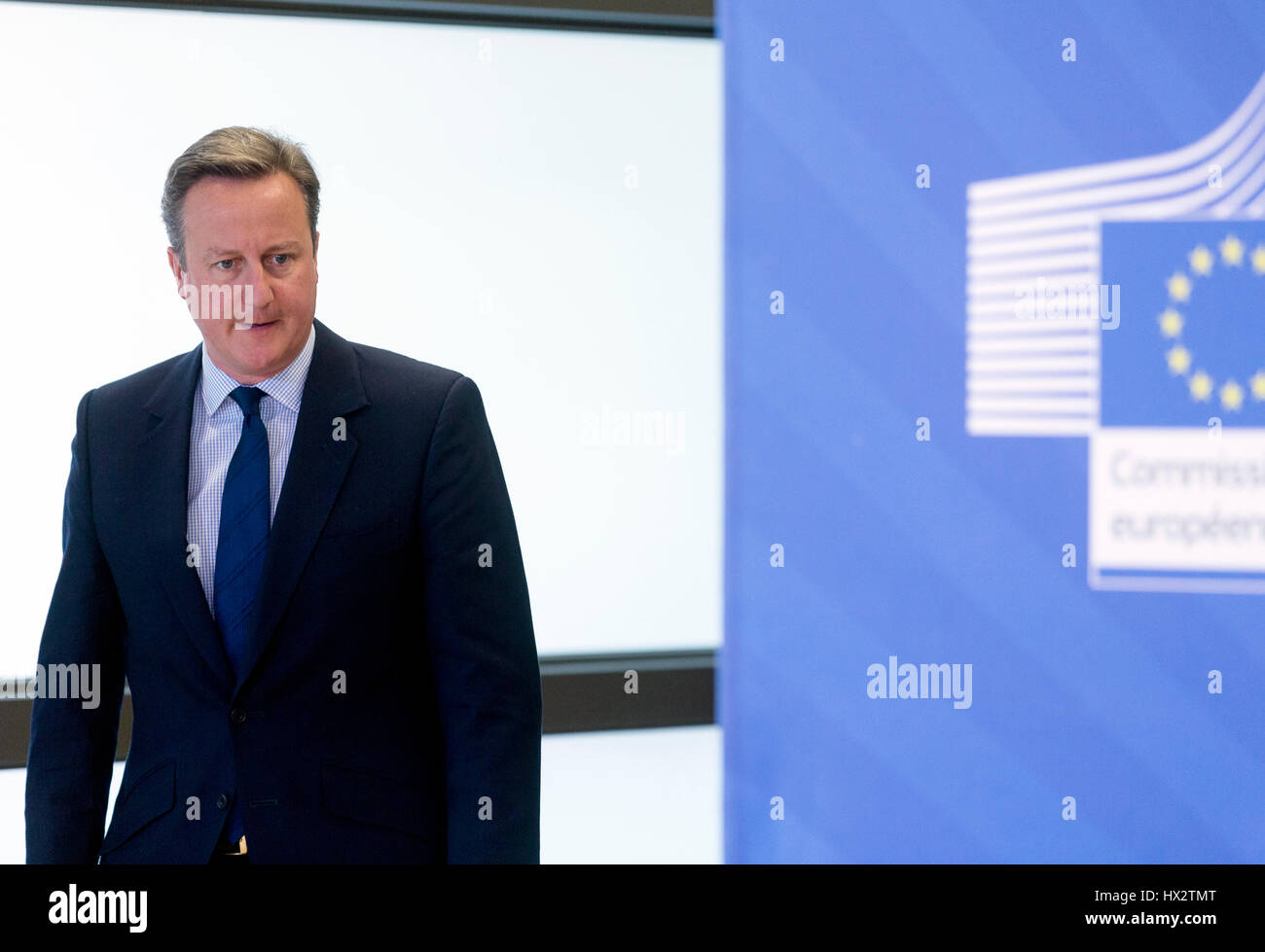 Belgium, Brussels: David Cameron at the EU council headquarters on 2016/06/28 Stock Photo