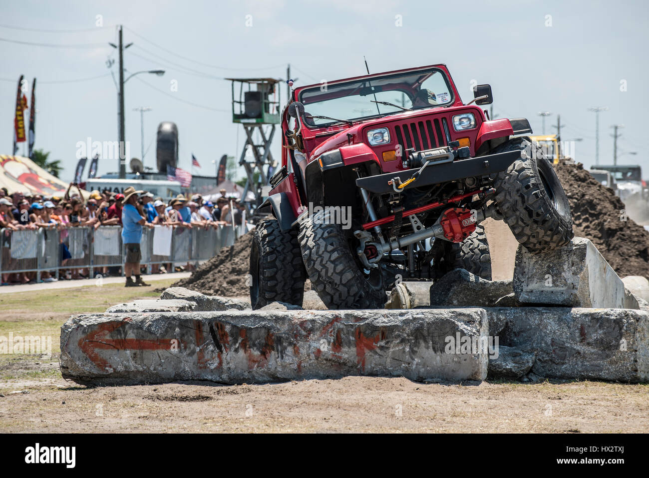 jeeps in road course contest Stock Photo - Alamy