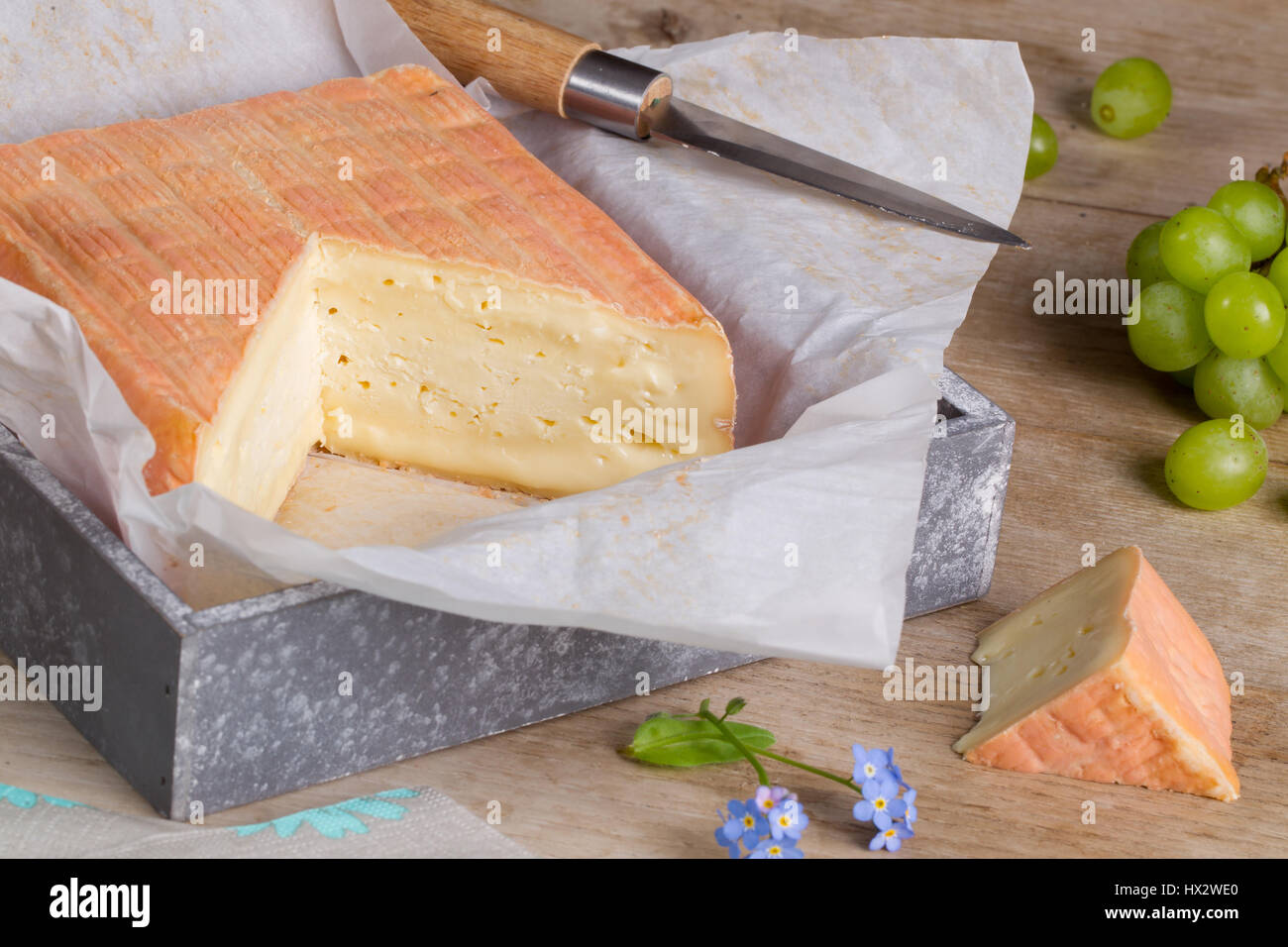 Cheese: Maroilles cheese Stock Photo