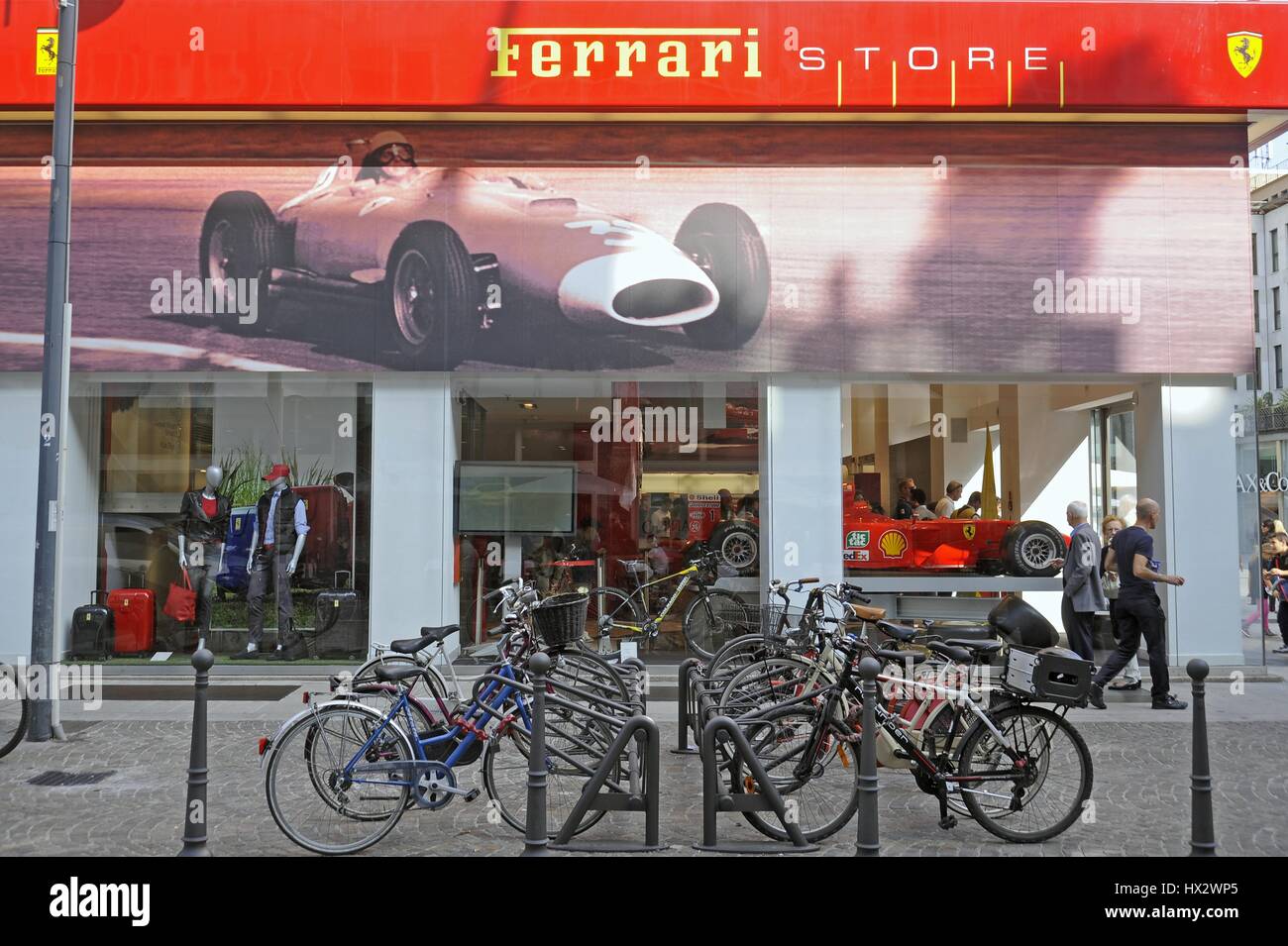 Milan downtown (Italy), Ferrari Store Stock Photo