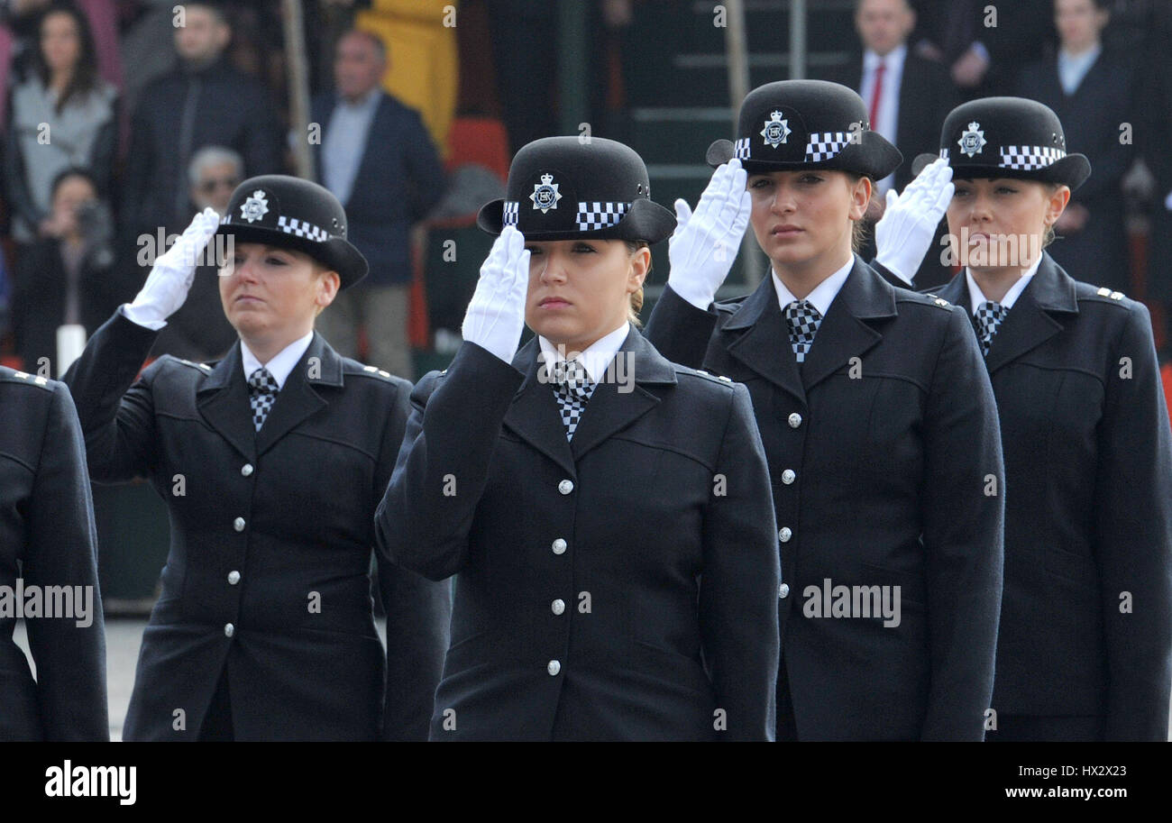 PC recruits salute during their passing out parade at Peel House ...