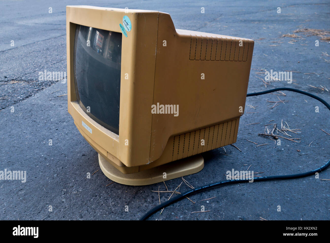 old CRT monitor Stock Photo