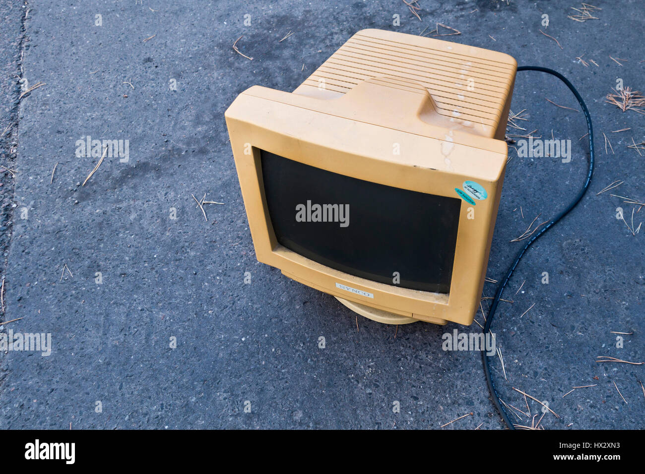 old CRT monitor Stock Photo