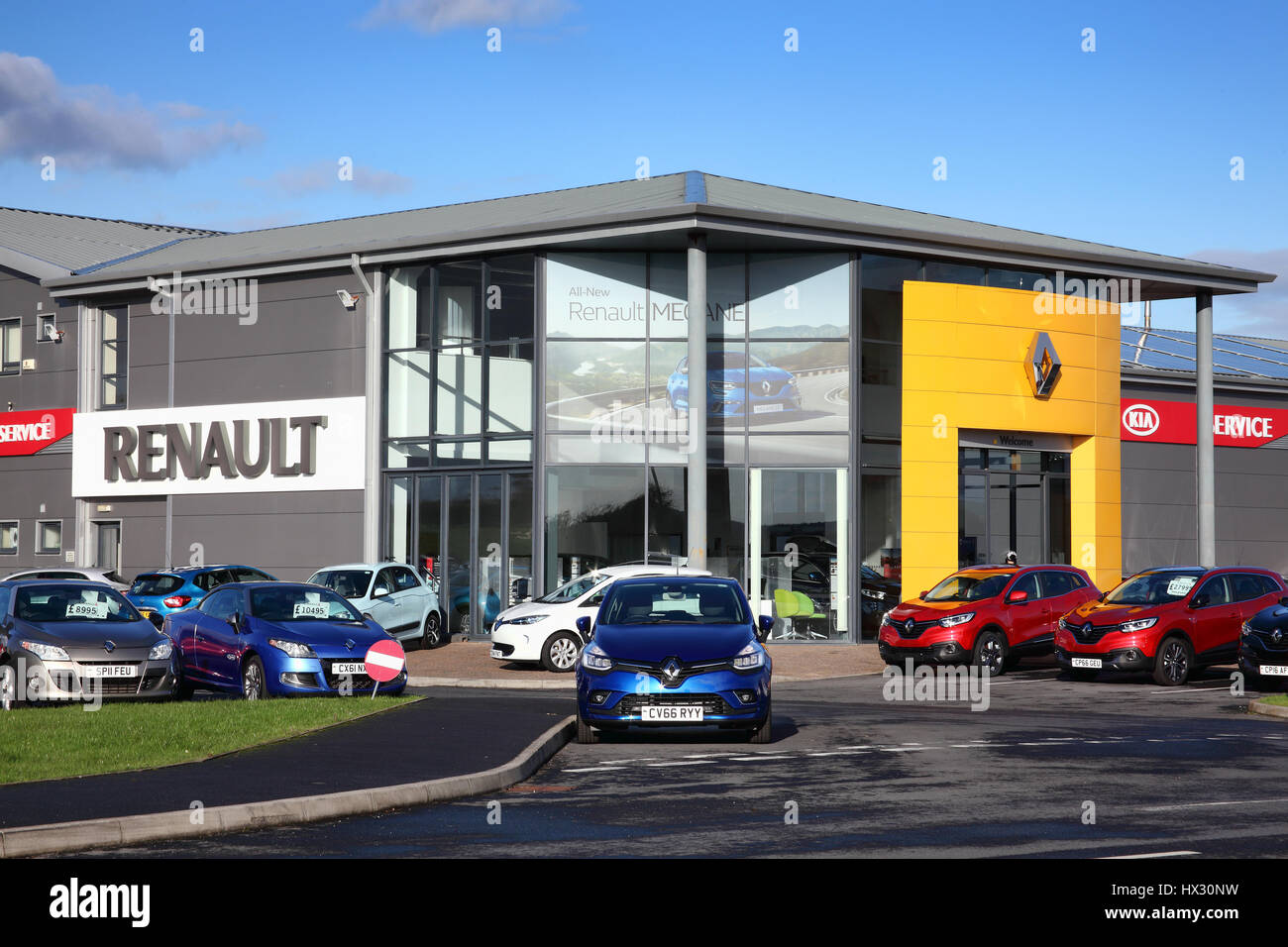 Kidwelly, Wales, UK, November 20, 2016 Renault car showroom showing