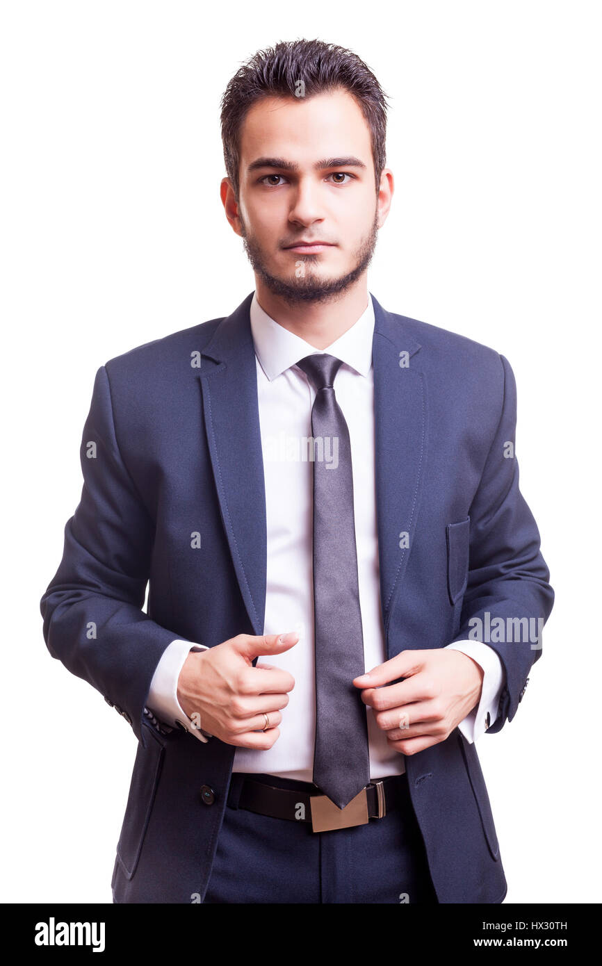 Man in business suit on white background in studio photo Stock Photo ...