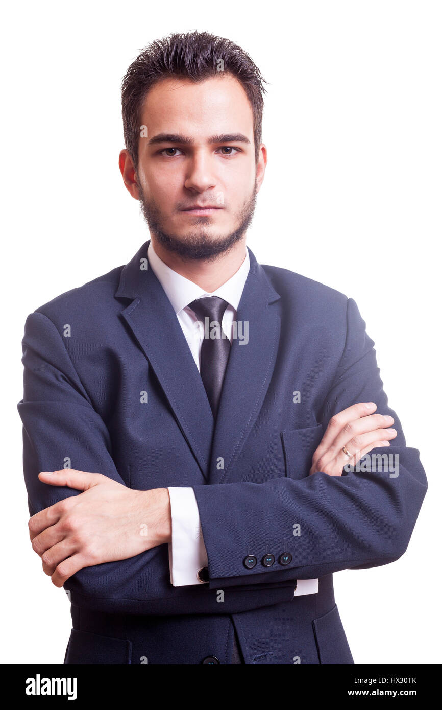 Man in business suit on white background in studio photo Stock Photo ...