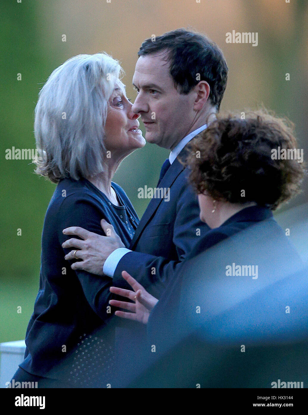 New Editor of the London Evening Standard and former Chancellor Osborne is greeted as he