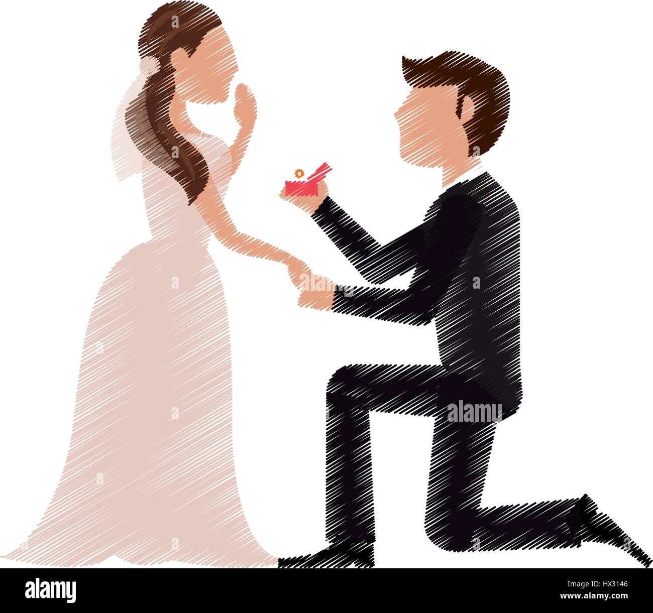 drawing couple romantic wedding dresses Stock Vector Image & Art ...