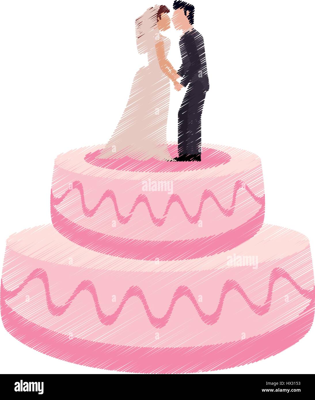 drawing cake couple wedding dessert Stock Vector Image & Art - Alamy