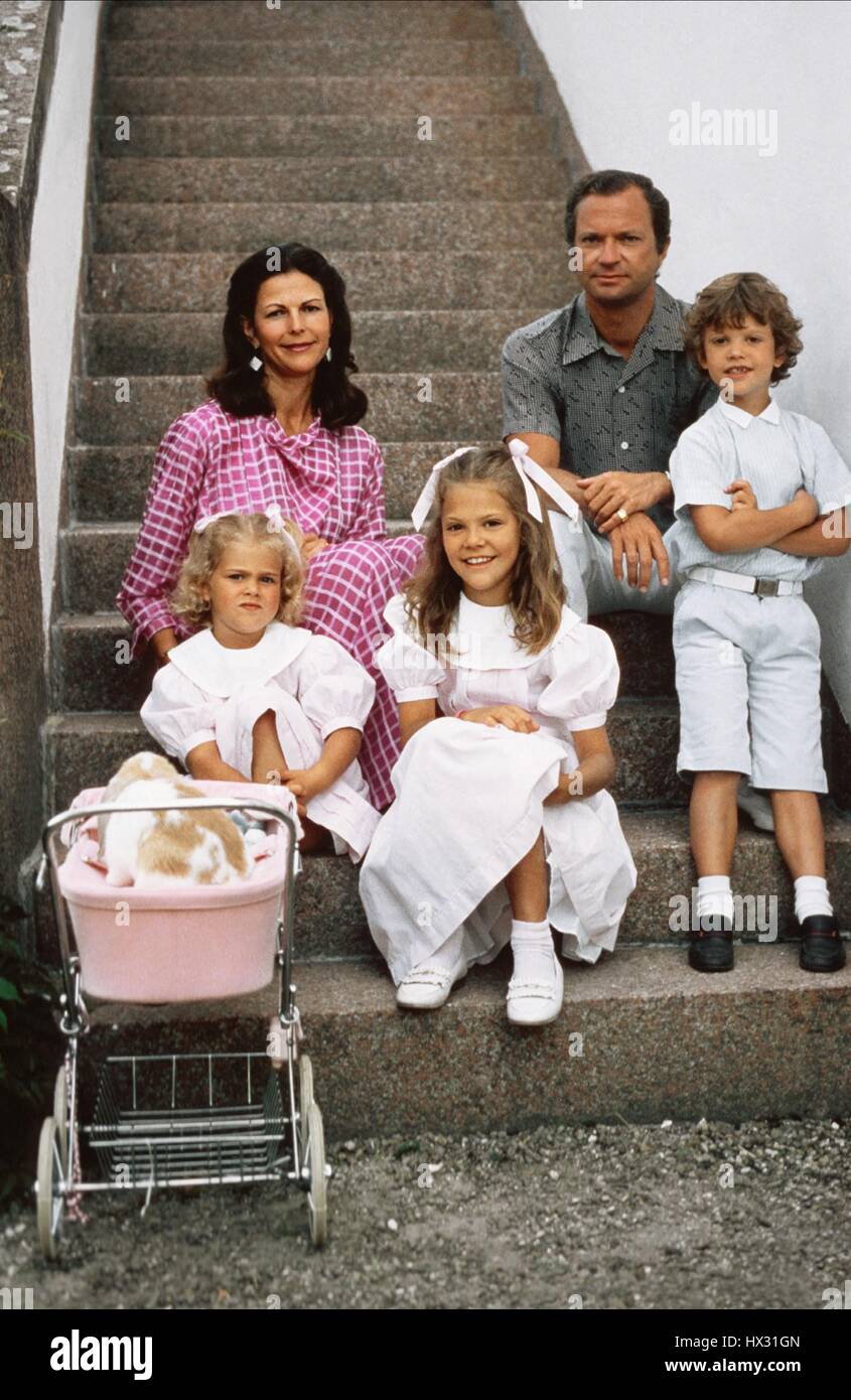 QUEEN SILVIA OF SWEDEN CARL XVI GUSTAF OF SWEDEN PRINCESS MADELEINE PRINCESS VICTORIA & PRINCE CARL PHILIP SWEDISH ROYAL FAMI Stock Photo