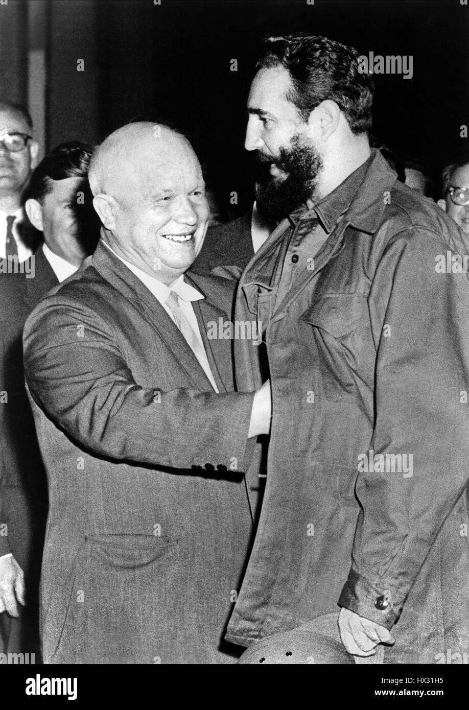 Photo Vintage Fidel Castro En URSS Avec Khrouchtchev, 1963 - Pièce Historique !