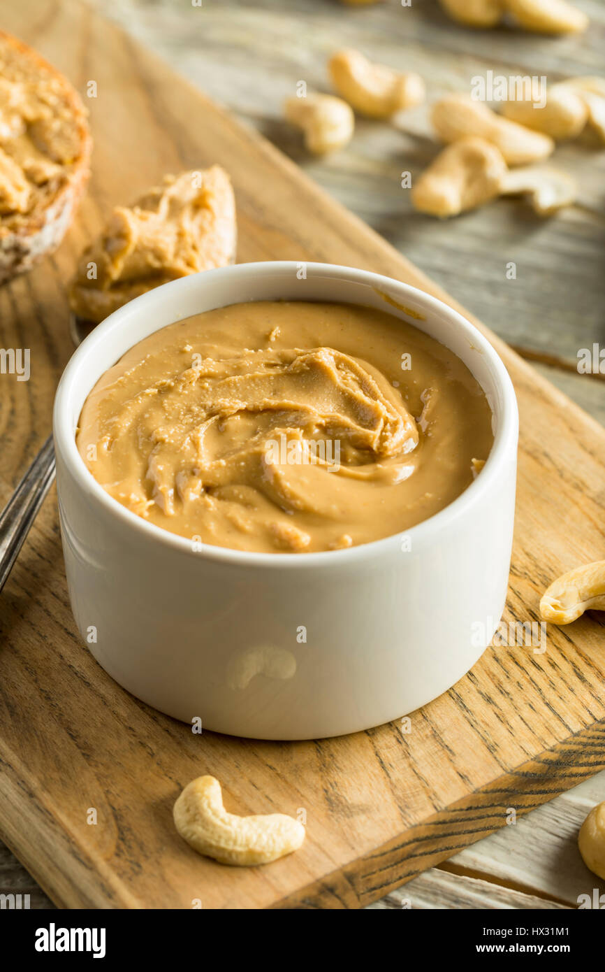 Homemade Cashew Peanut Butter Ready to Eat Stock Photo