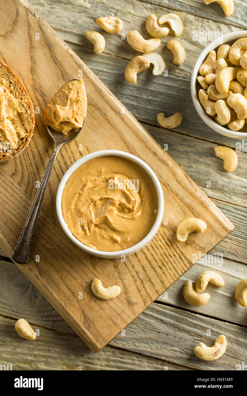 Homemade Cashew Peanut Butter Ready to Eat Stock Photo Alamy