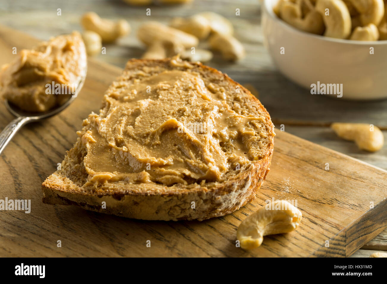 Homemade Cashew Peanut Butter Ready to Eat Stock Photo Alamy