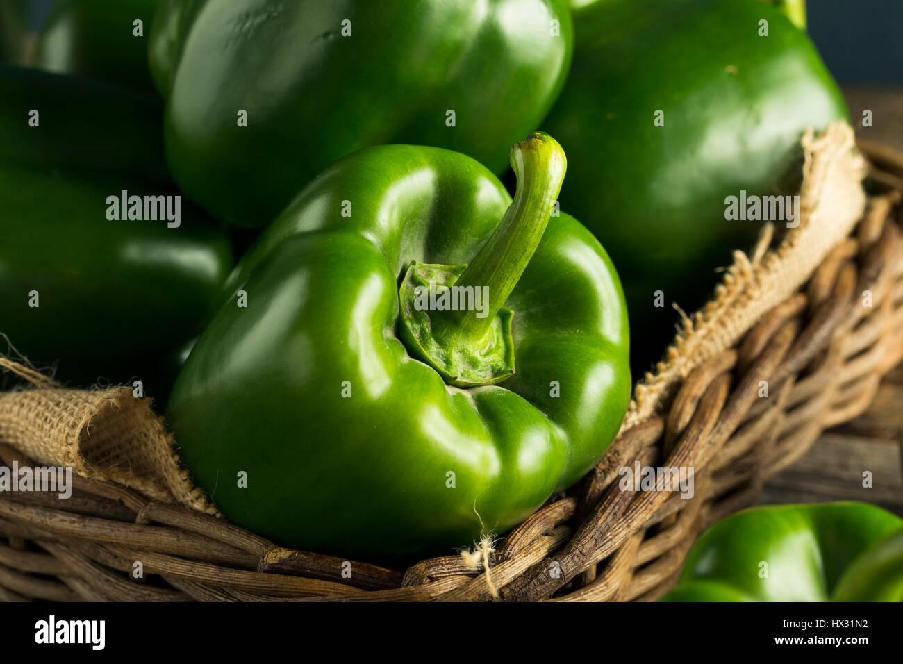 Raw Green Organic Bell Peppers Ready to Cook With Stock Photo Alamy