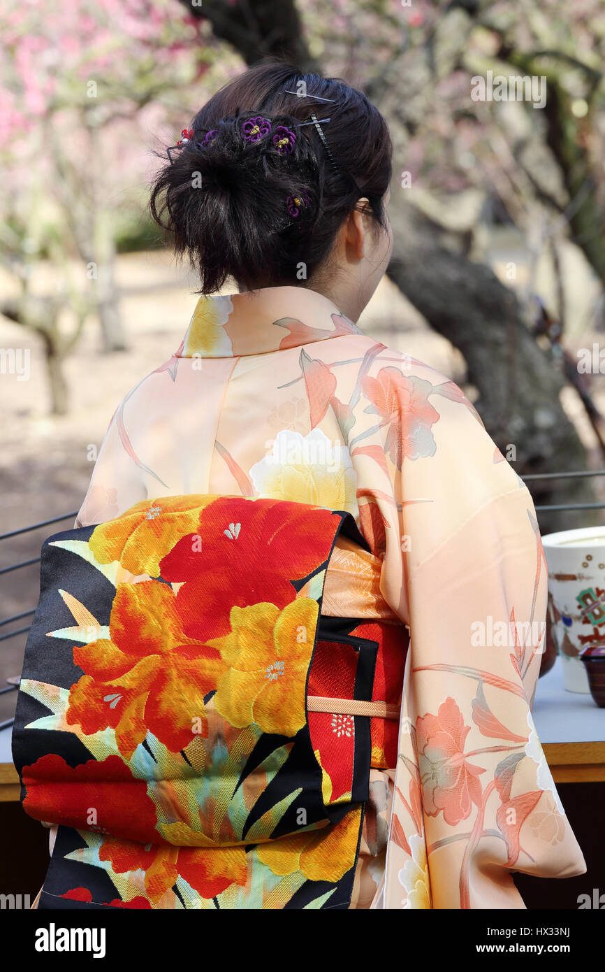 Japanese green tea ceremony in garden Stock Photo