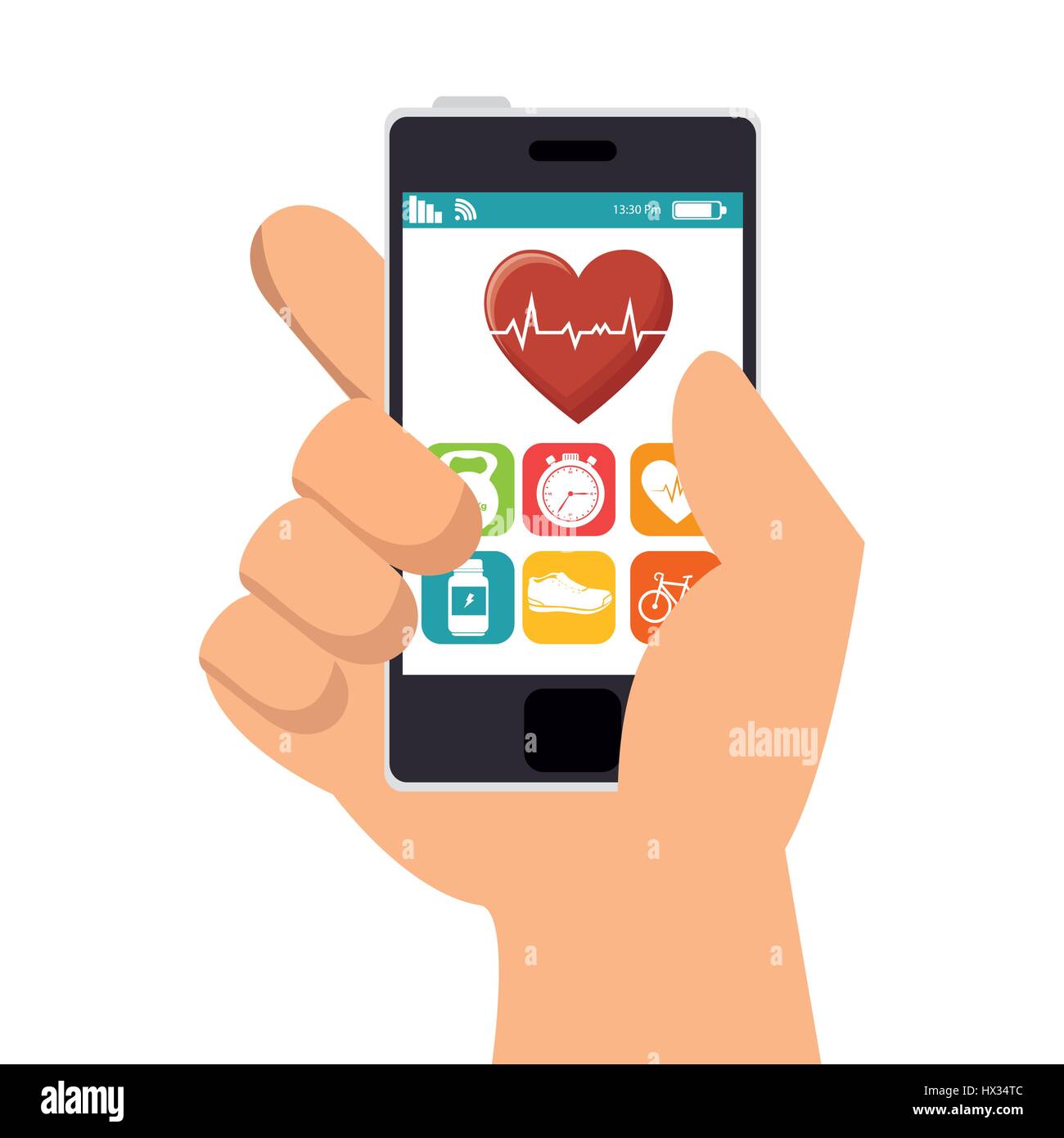 smartphone with fitness app Stock Vector Image & Art - Alamy