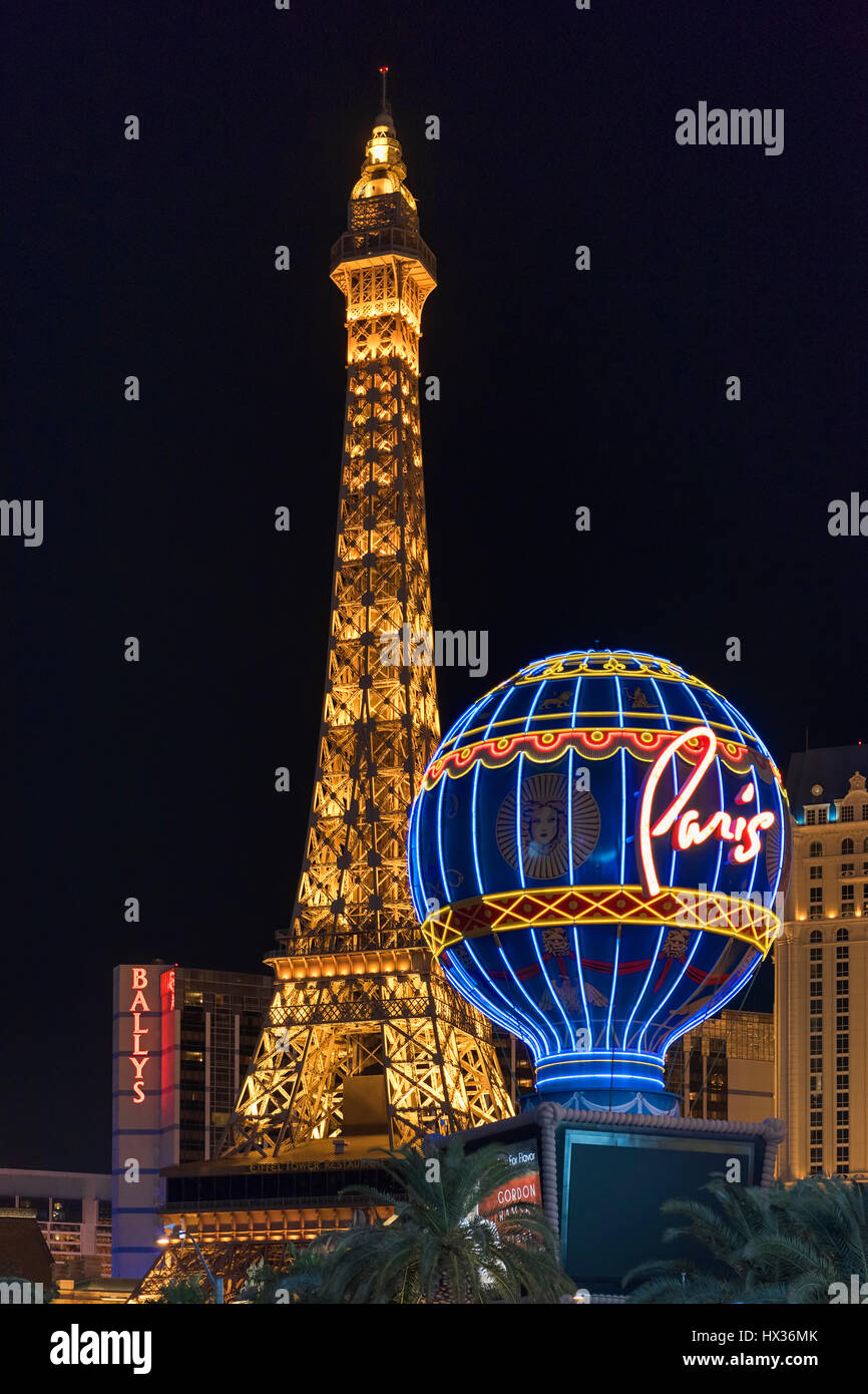 Paris Las Vegas Hotel and Casino on the Strip, Las Vegas, Nevada, USA Stock Photo