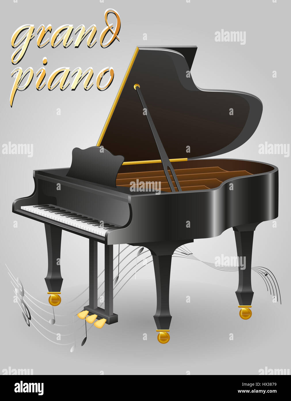 Grand Instruments grand piano musical instruments stock illustration isolated on gray ...