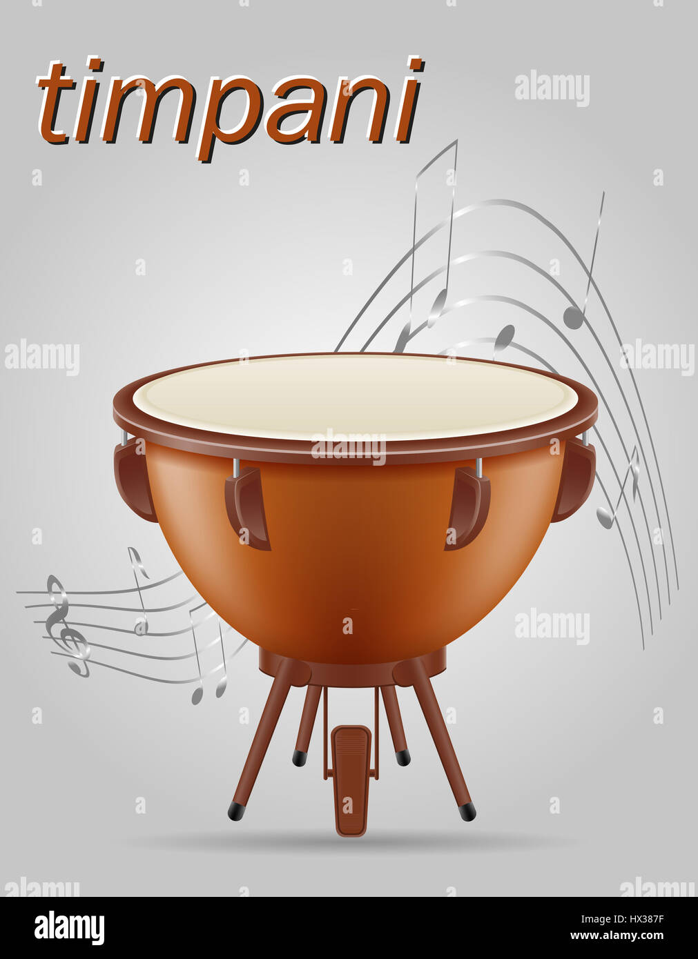 timpani drum musical instruments stock illustration isolated on gray