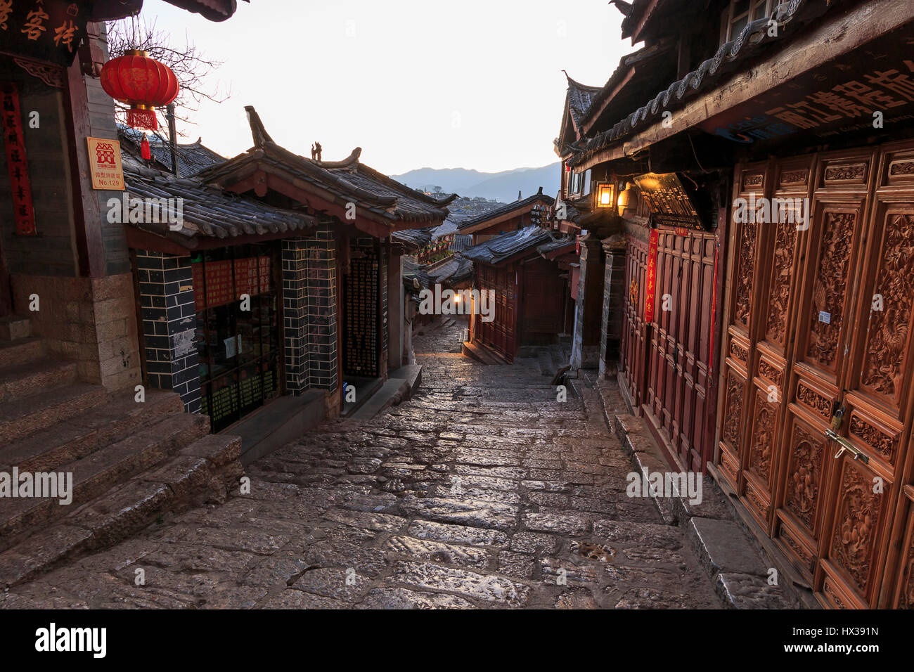 Lijiang Old Town in Yunnan, China at dusk Stock Photo - Alamy