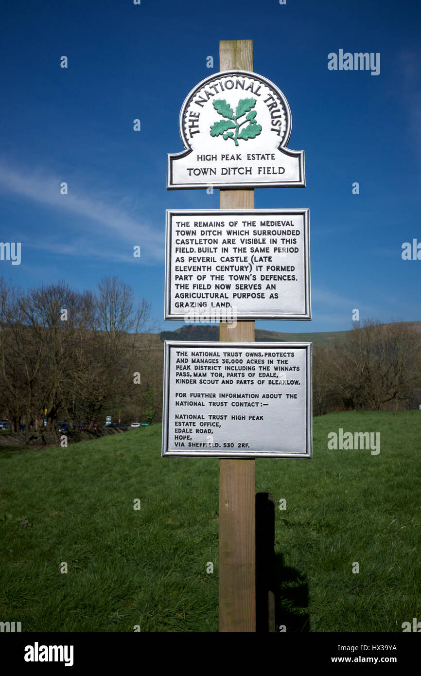 A National Trust sign in Castleton, Derbyshire Stock Photo - Alamy