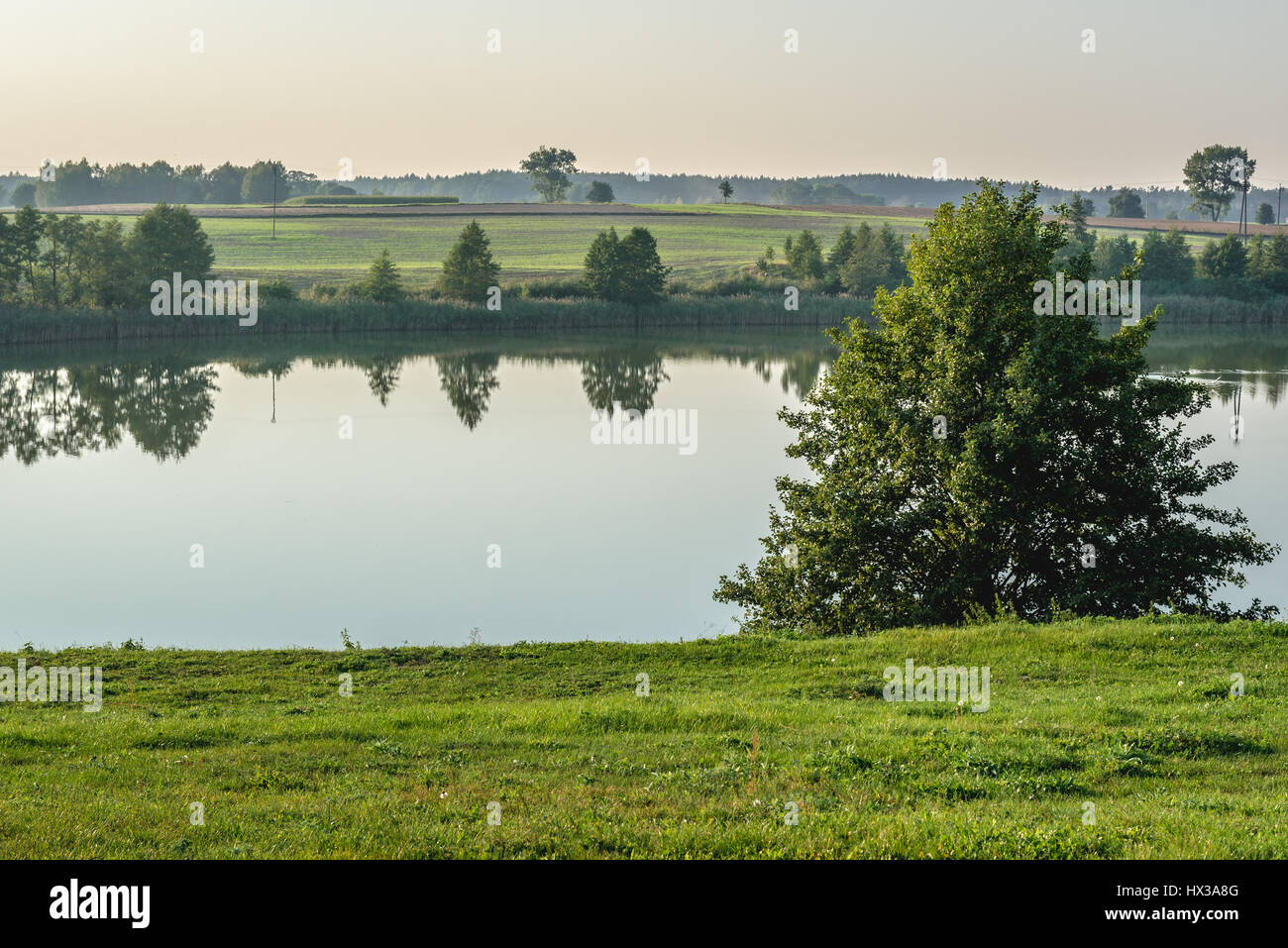 Swiekatowskie Lake in Swiekatowo village, Swiecie County in Kuyavian-Pomeranian Voivodeship in Poland Stock Photo