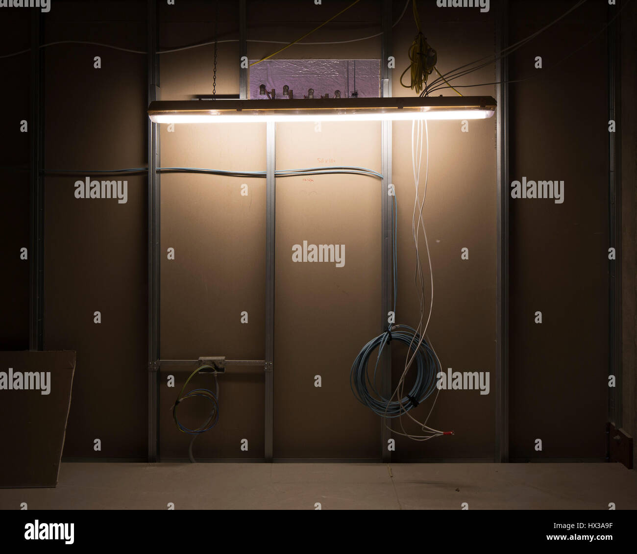 Construction lighting. Design Museum under construction, London, United