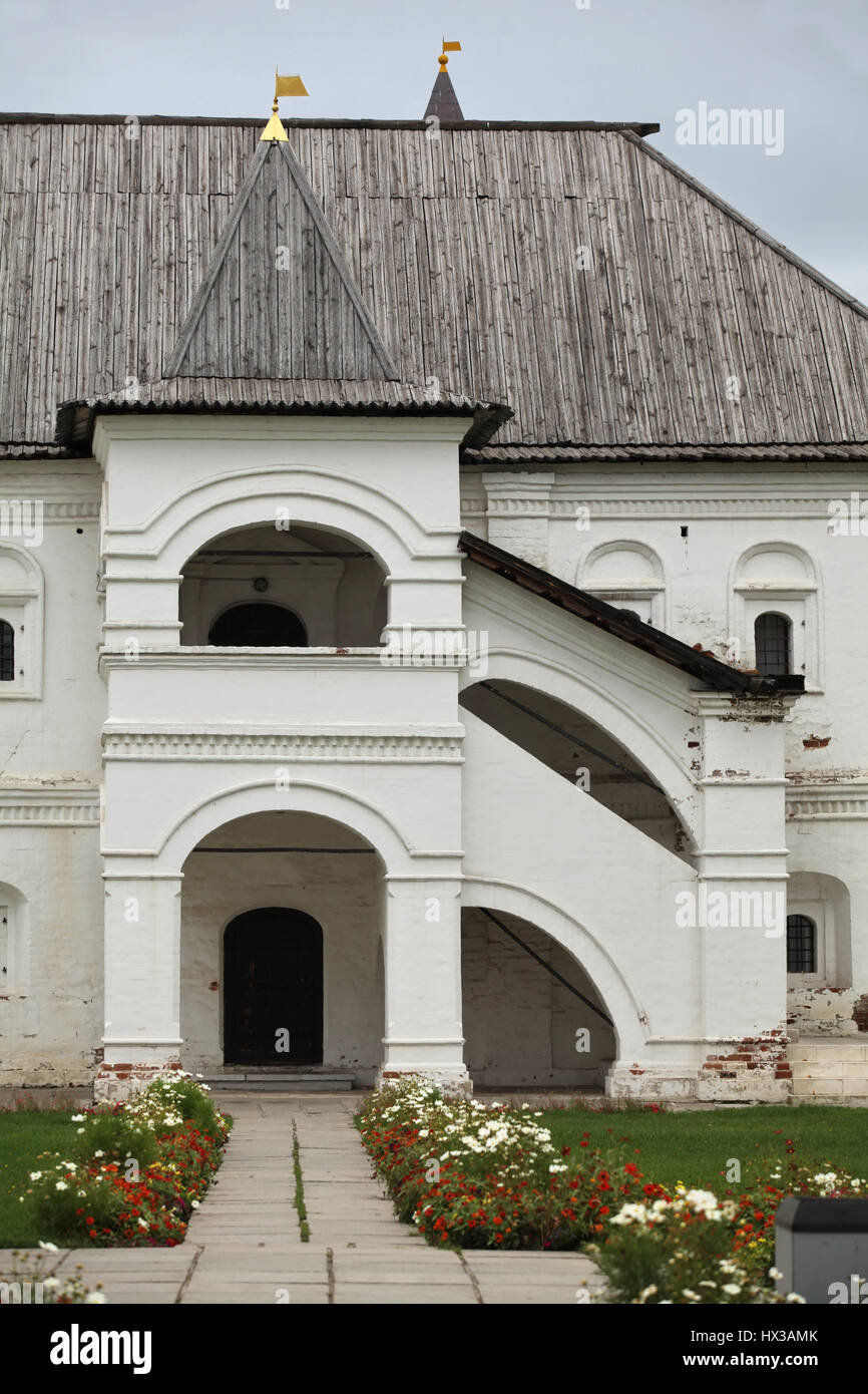 Porch in medieval palace courtyard, old russian architecture Stock