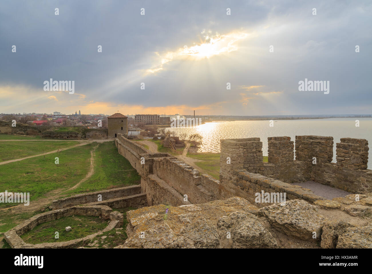 Akkerman fortress and belgorod city during sunset in Odessa, Ukraine Stock Photo
