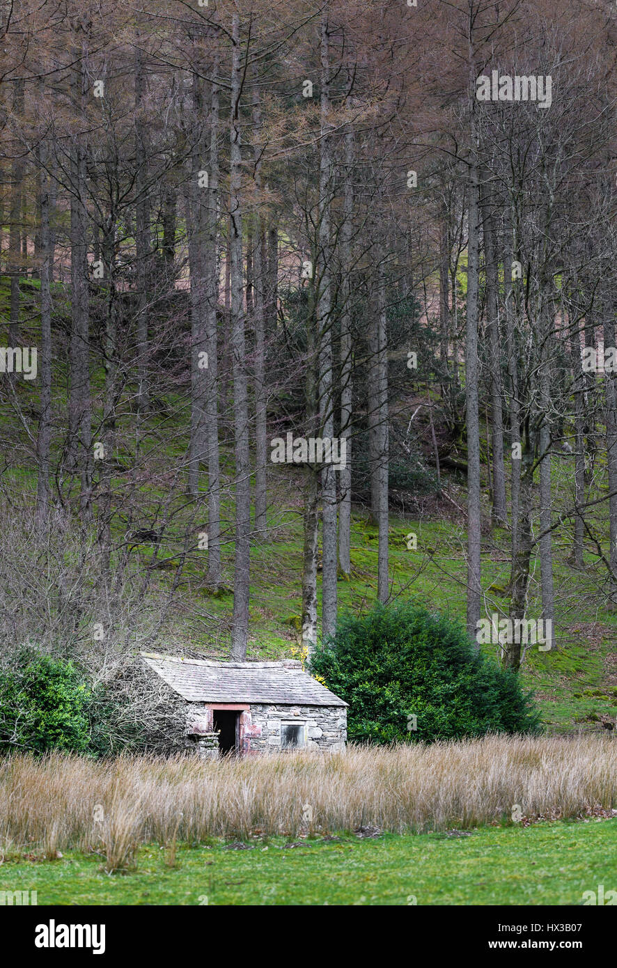 Abandoned home, Buttermere lake, Lake District, Cumbria, England. Stock Photo