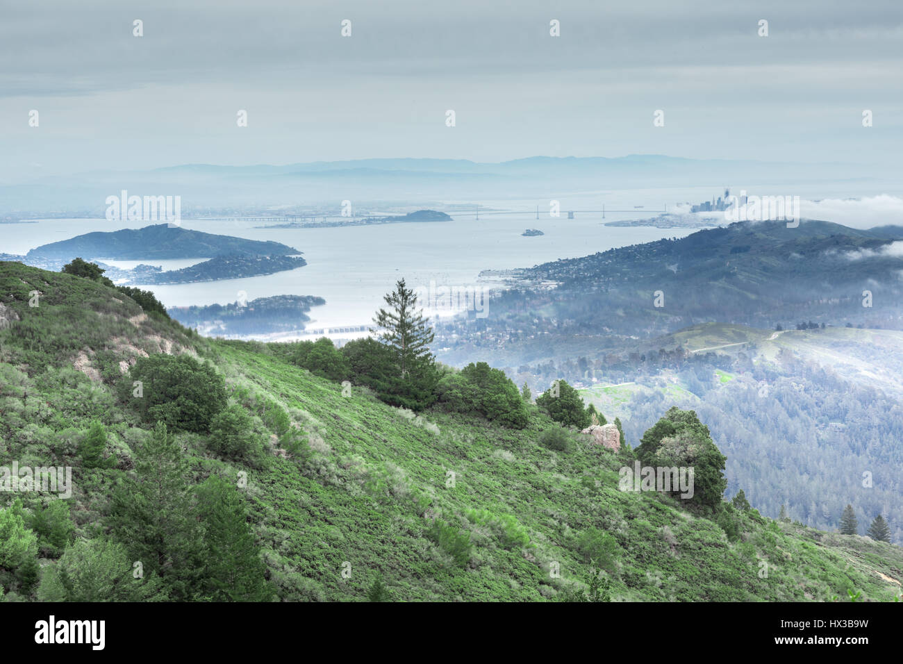 San Francisco Bay from Mount Tamalpais East Peak Stock Photo
