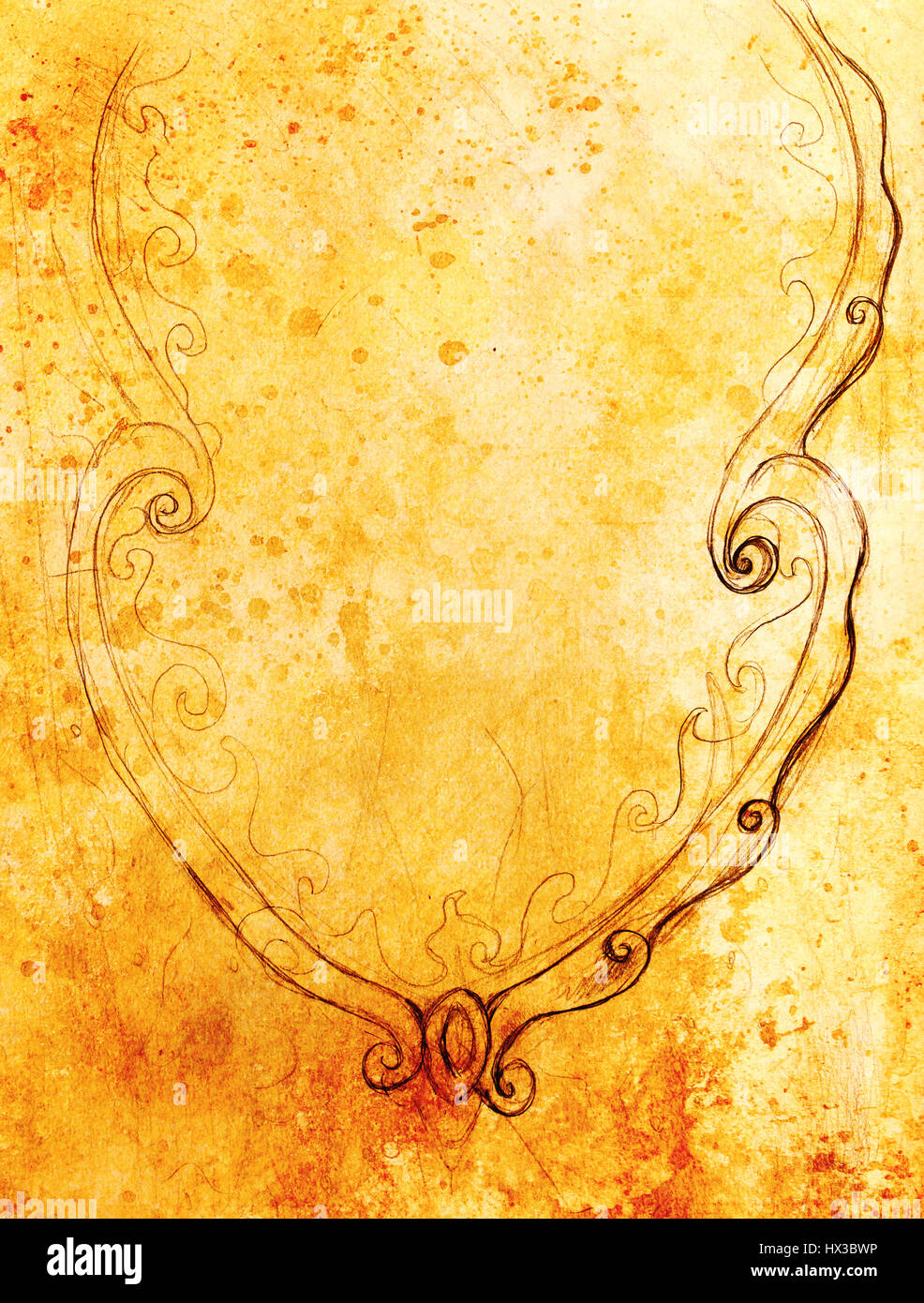 Filigrane Def linear drawing of ornamental frame with filigrane pattern on abstract ...