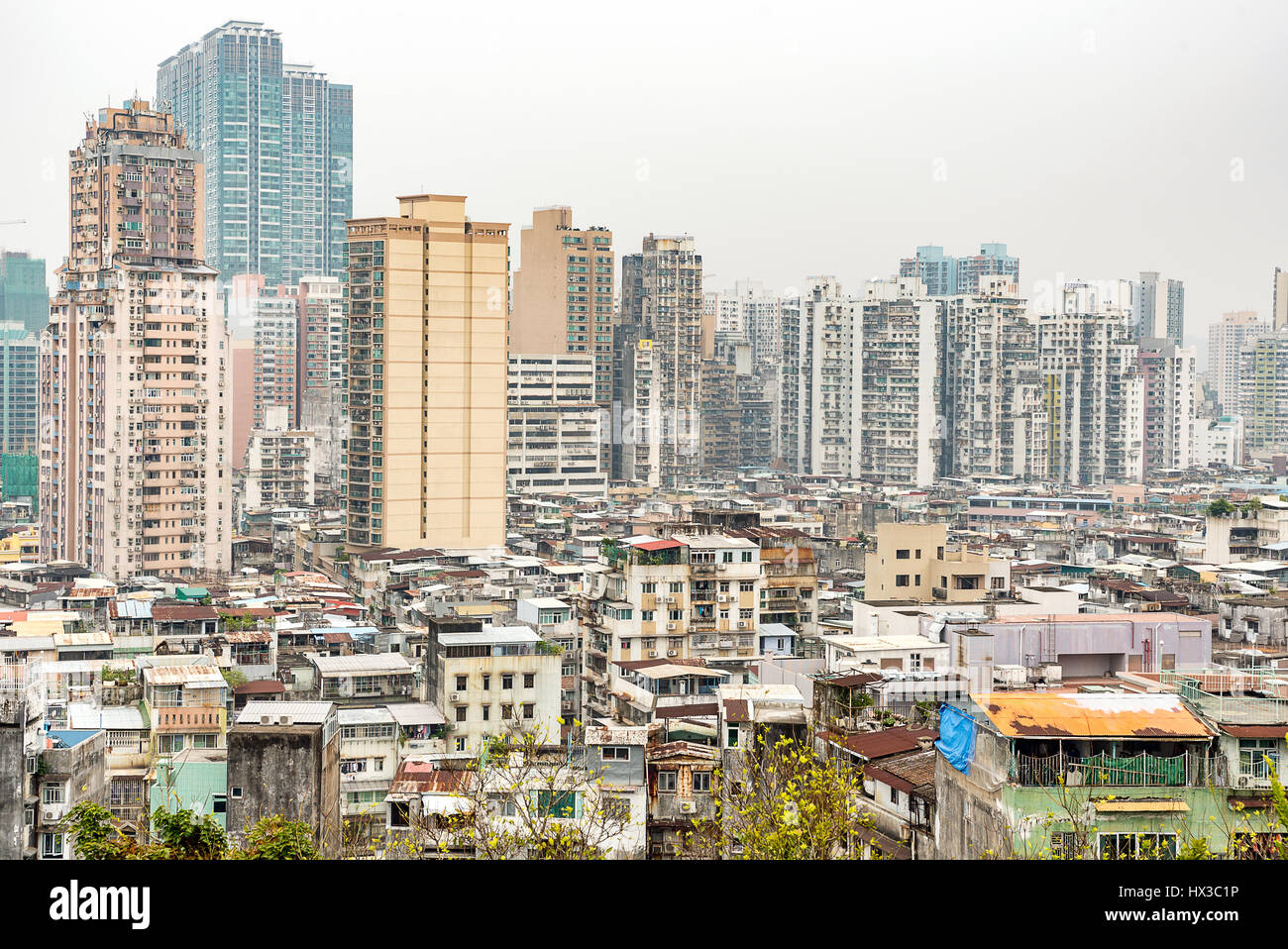 Macau old town cityscape skyline. Mocau now is part of China. Stock Photo