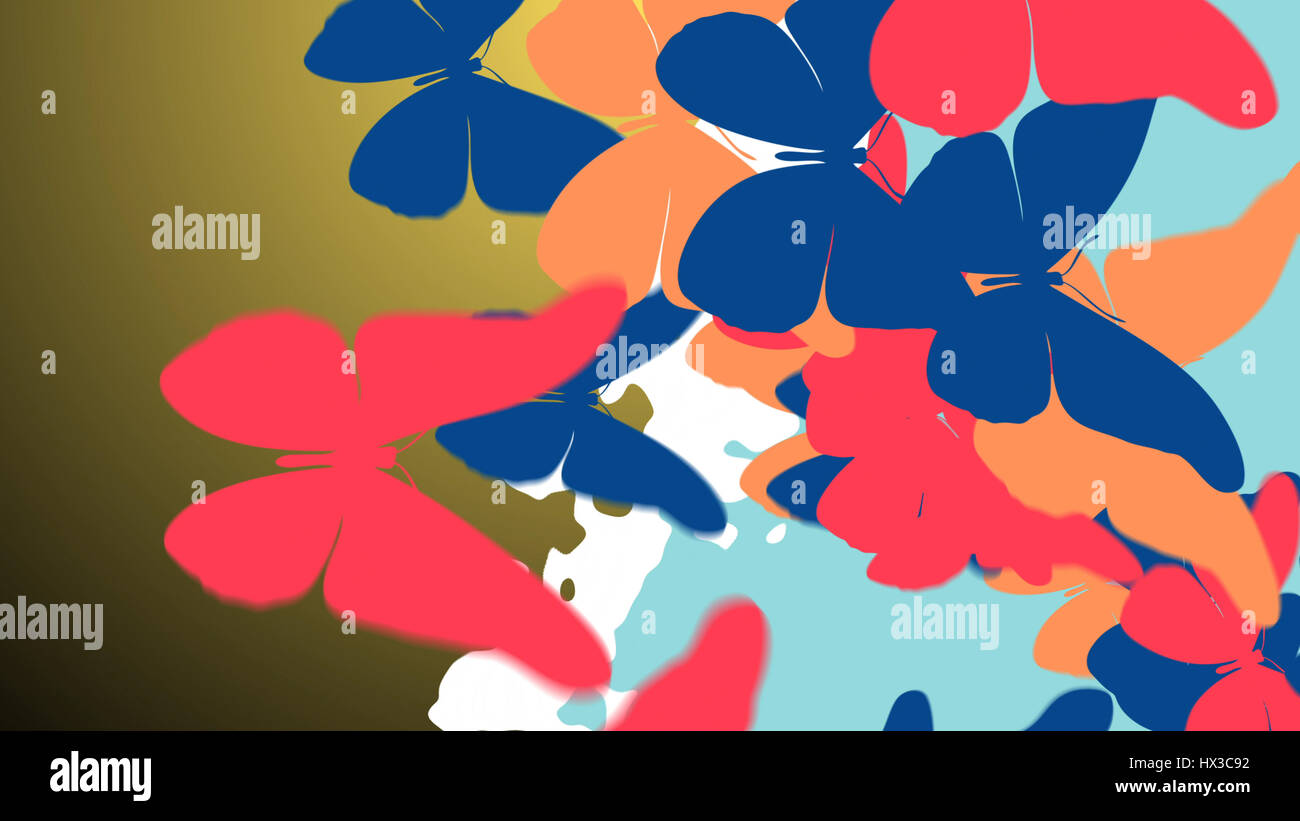3d illustration of abstract Colorful Butterfly swarm Stock Photo - Alamy