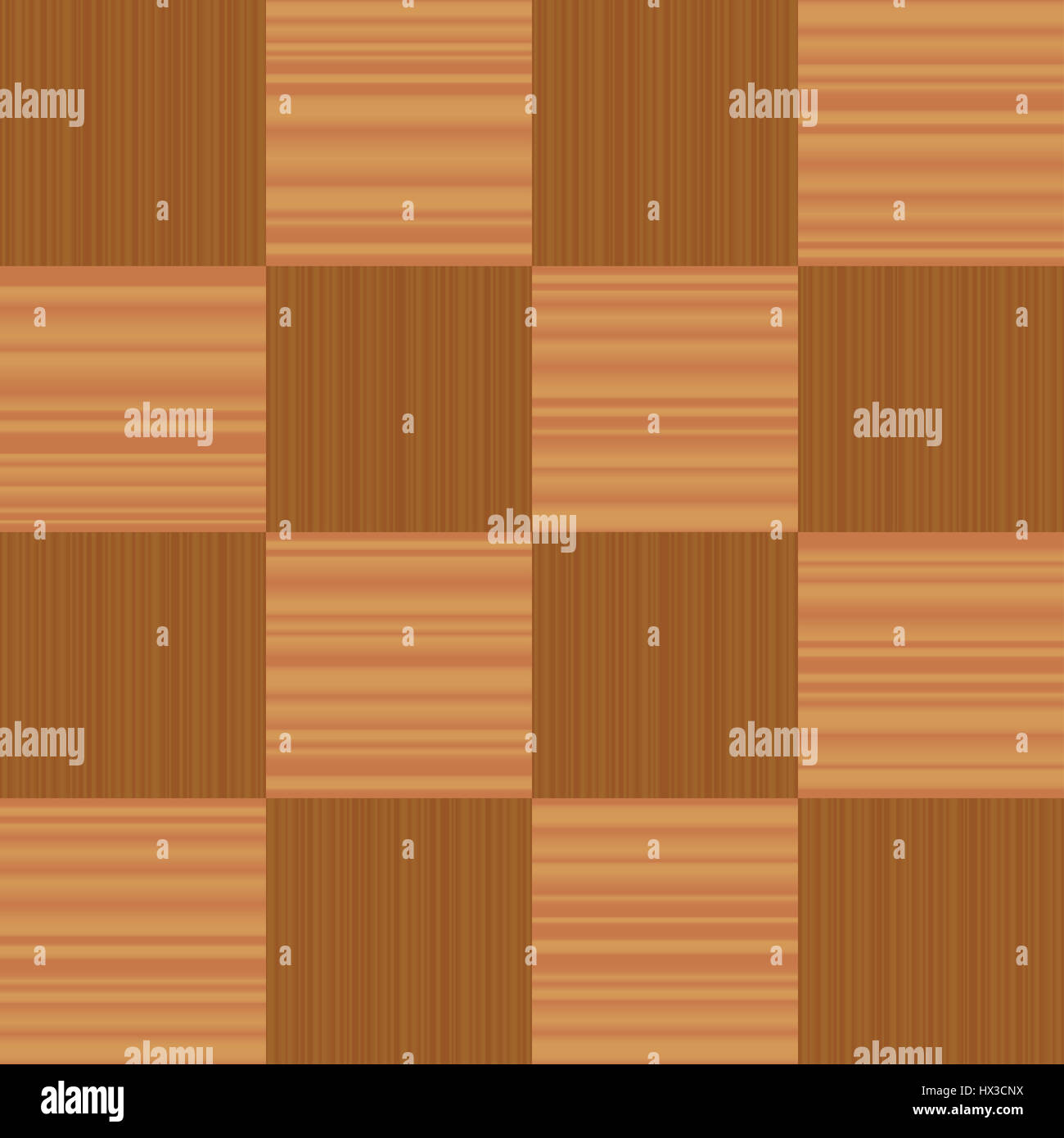 Checkerboard pattern parquet - illustration of a popular flooring sample - seamless extension of this wooden segment in all directions possible. Stock Photo