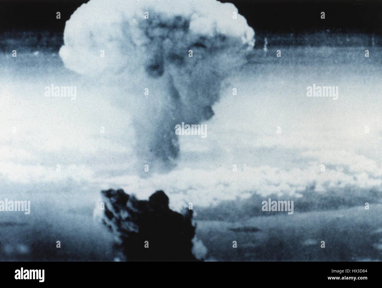 Atomic bombing of Japan at Nagasaki, August 9, 1945. Image courtesy US Department of Energy. Stock Photo