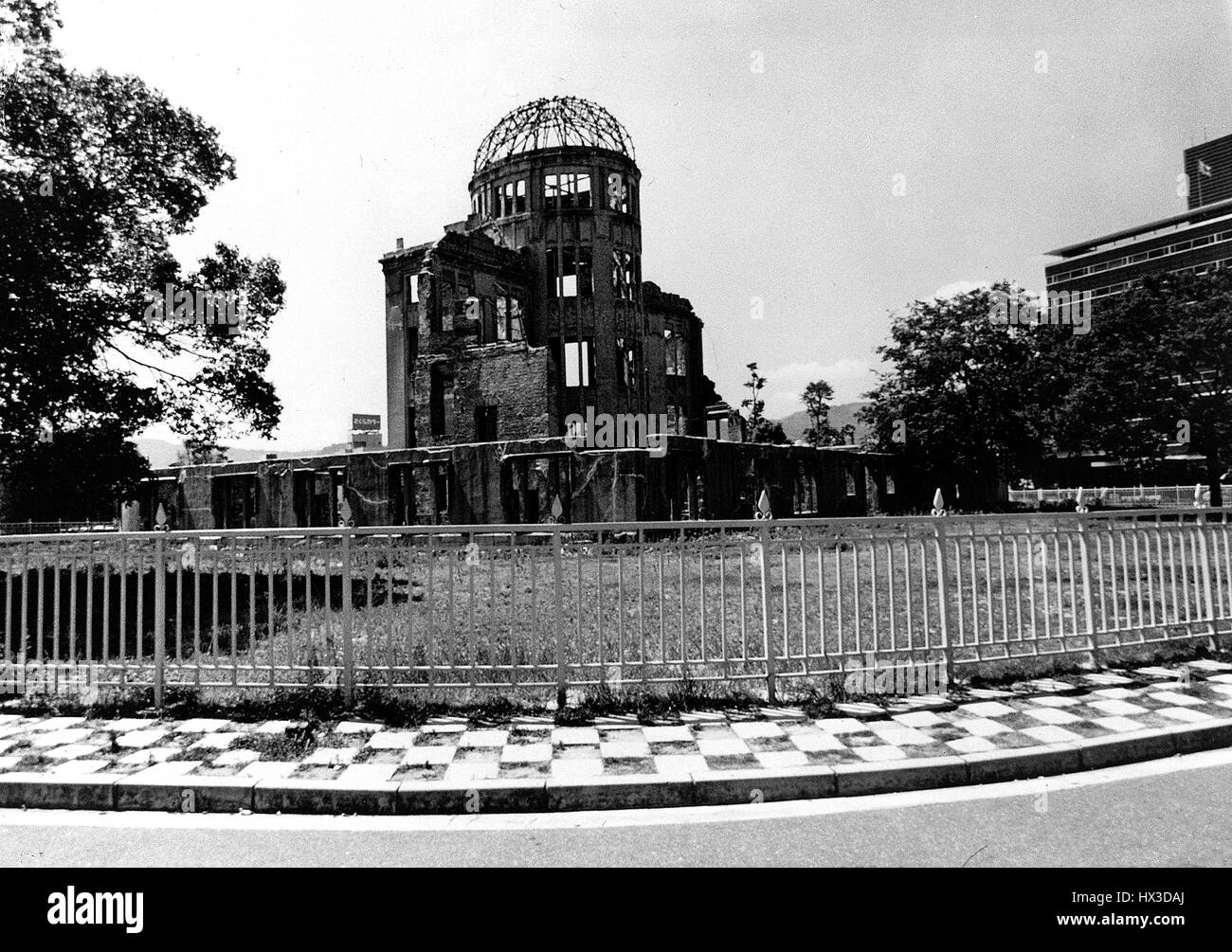 The Peace Dome in Hiroshima, Japan following the atomic bombing, 1945. Image courtesy US Department of Energy. Stock Photo
