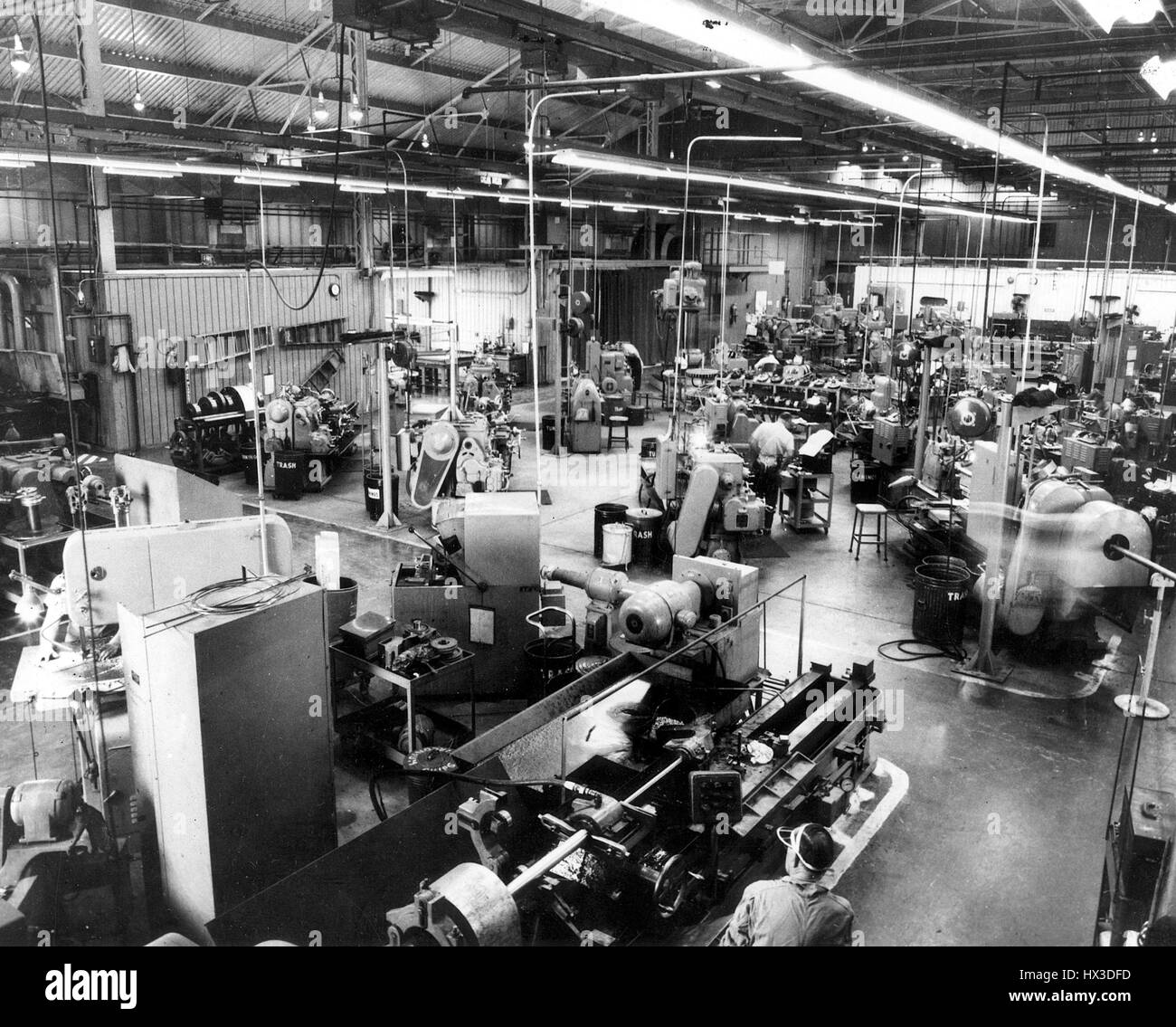 Much of the intricate scientific and technical equipment needed to implement Battelle-Northwest's extensive research and development program is fabricated in this specially-equipped machine shop at Pacific Northwest Laboratory, Richland, Washington, 1966. Image courtesy US Department of Energy. Stock Photo