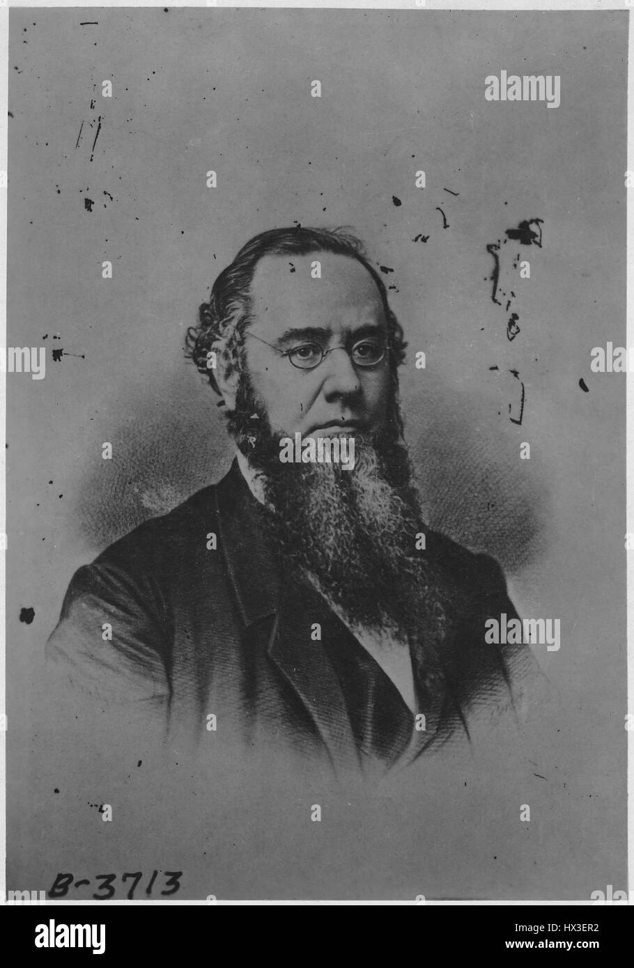 Chest-up portrait of former United States Secretary of War Edwin Stanton, 1863. Image courtesy National Archives. Stock Photo