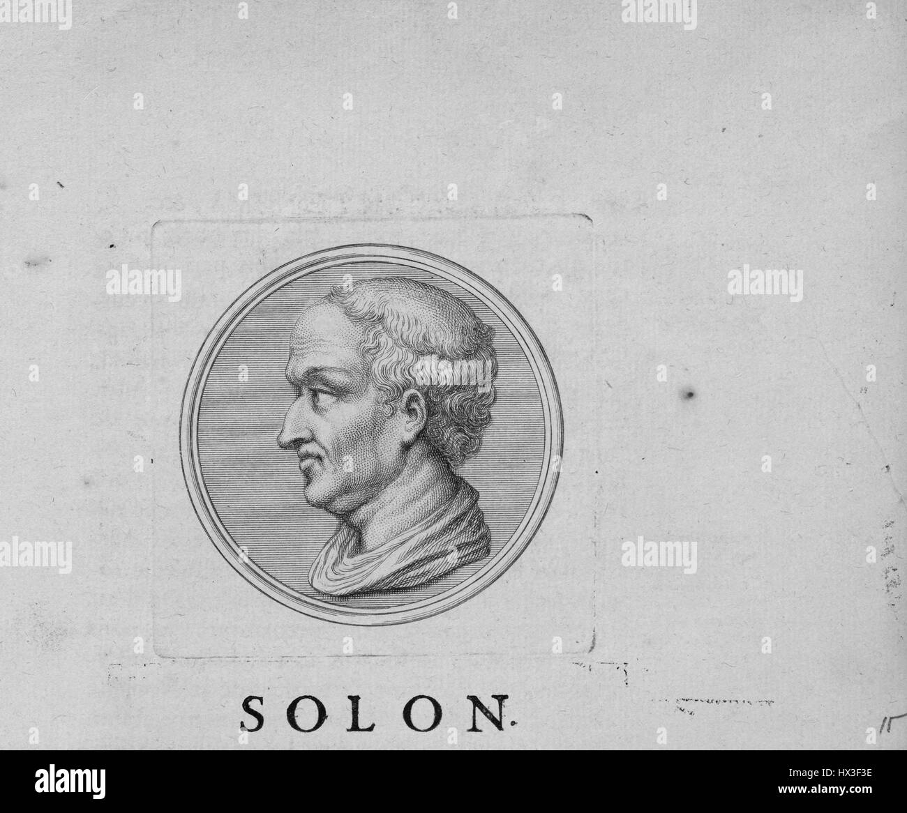 Portait of Solon, a prominent Greek statesman and poet, in profile, 1809. From the New York Public Library. Stock Photo