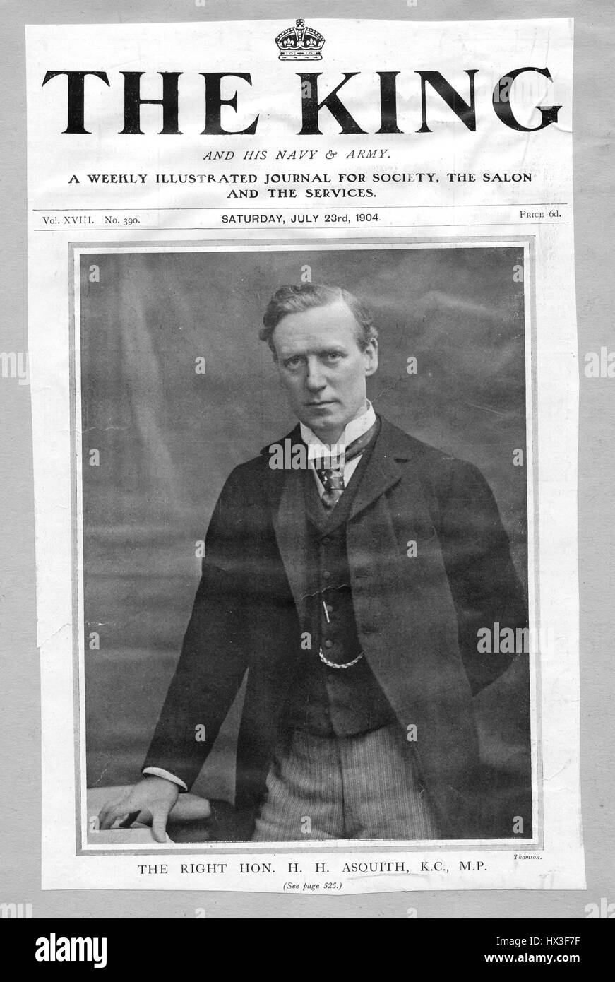 Half length standing portrait of former Prime Minister of the United Kingdom Herbert Henry Asquith, 1st Earl of Oxford and Asquith, 1904. Stock Photo