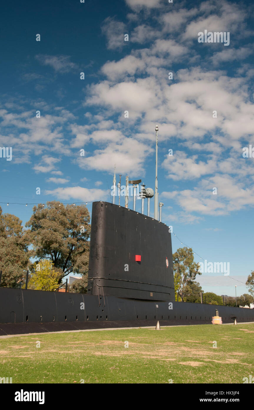 Hume Highway road trip, Australia: Reconstruction of HMAS Otway, an Australian Oberon Class submarine, in Holbrook NSW Stock Photo