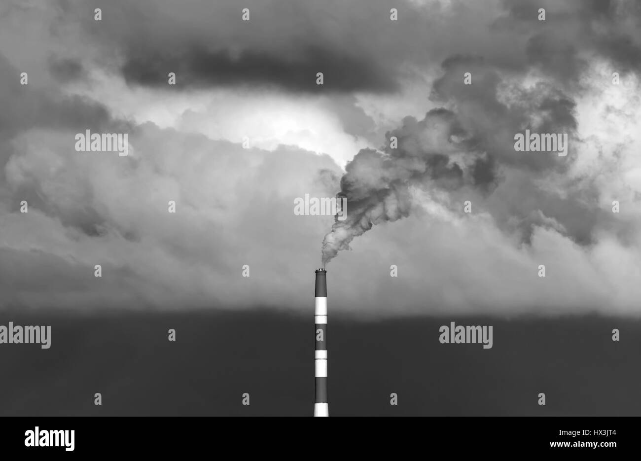 Smoke pollution over city Black and White Stock Photos & Images - Alamy